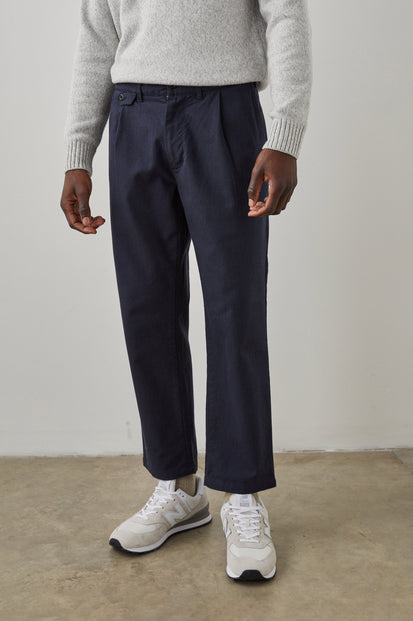 MARCELLUS NAVY CHARCOAL PIN STRIPE PANT - FRONT