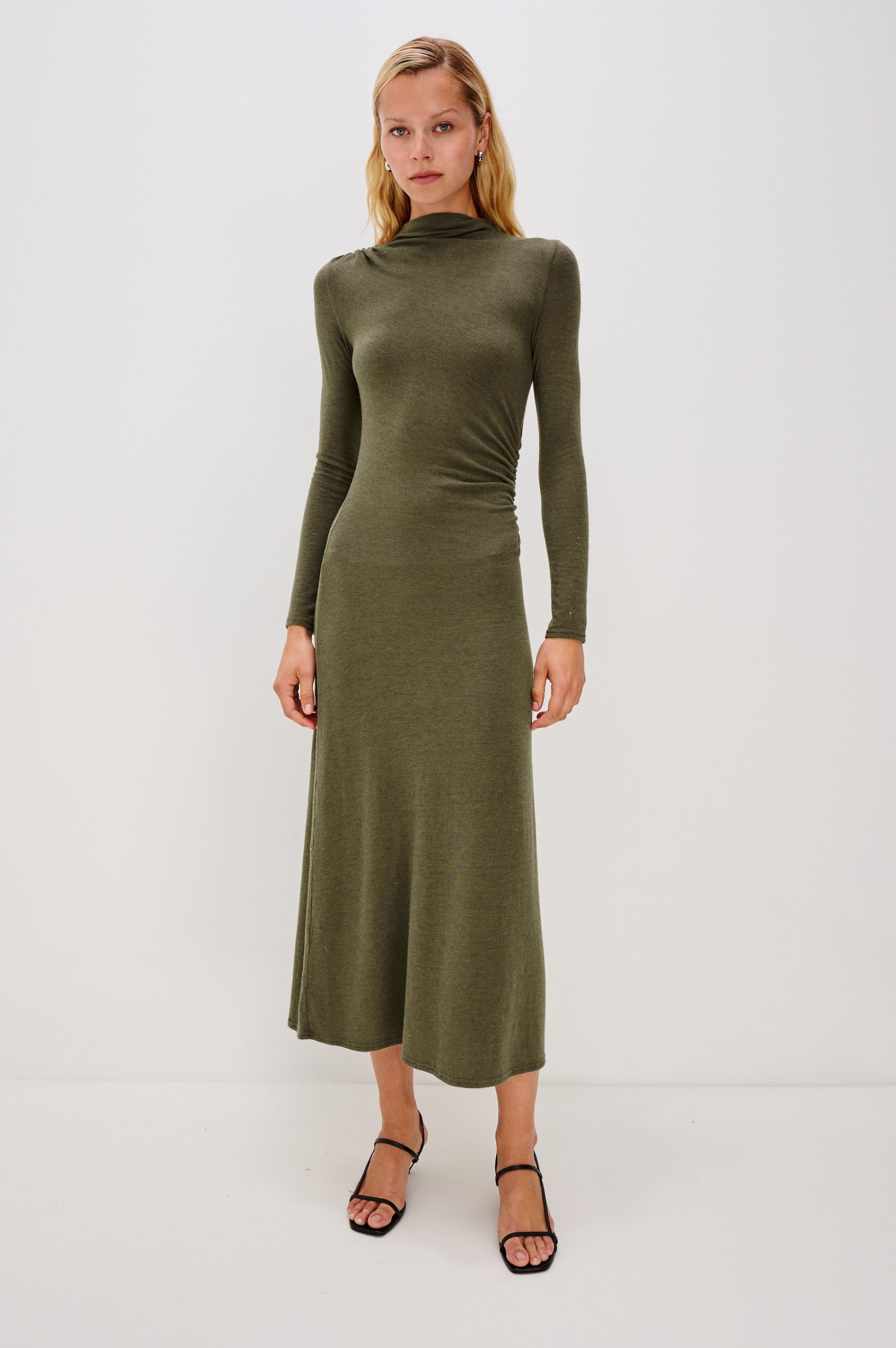 Rails Margaret Draped Mesh Midi Dress - Heather OL Rails Margaret Draped Mesh Midi Dress - Heather OL