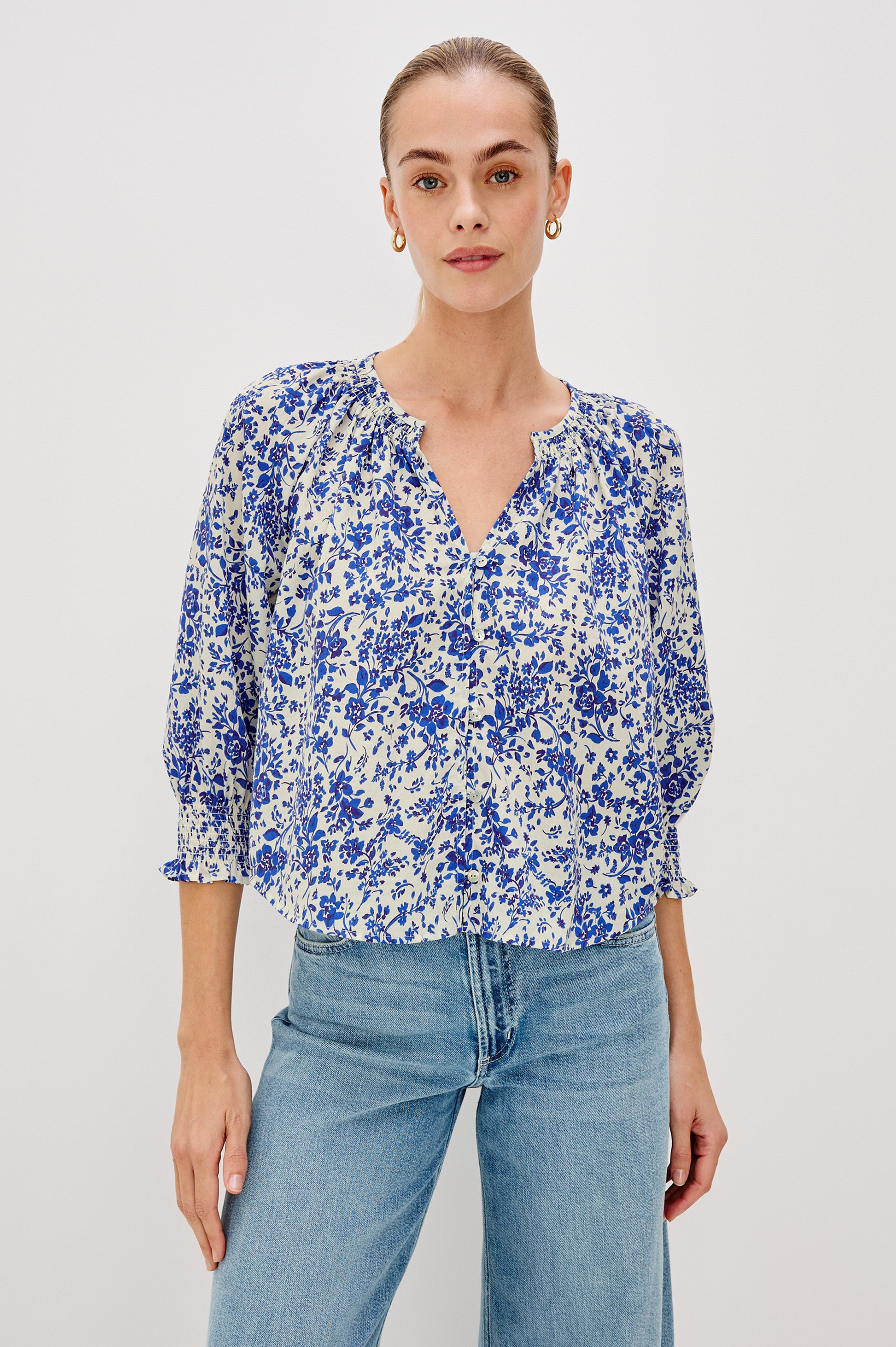 MARIAH SHIRT - BLUE MARGUERITE – Rails