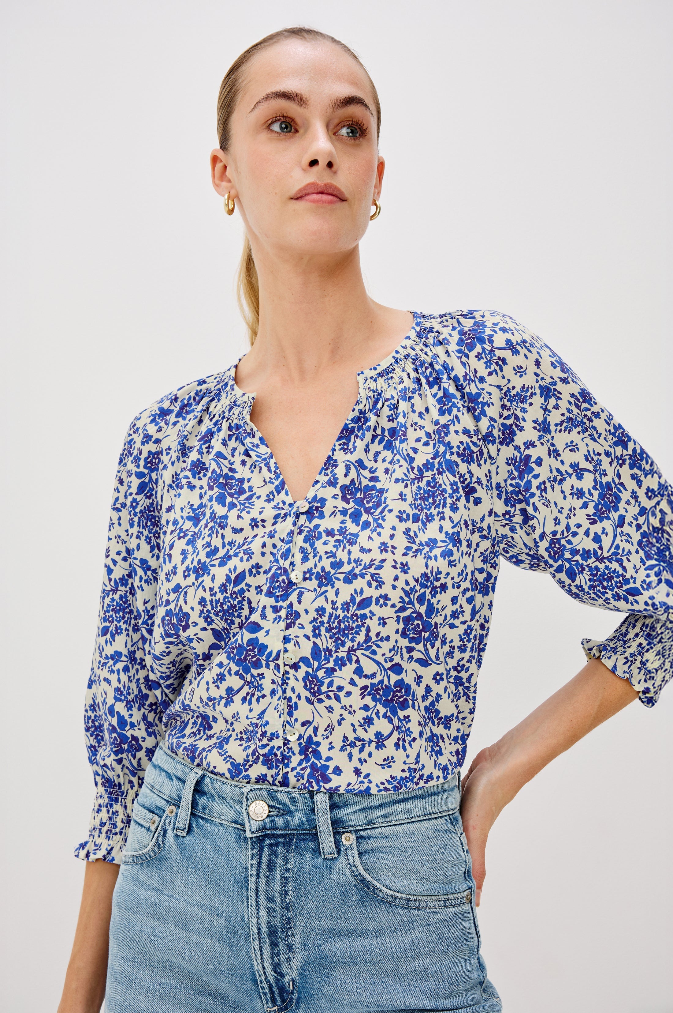MARIAH SHIRT - BLUE MARGUERITE – Rails