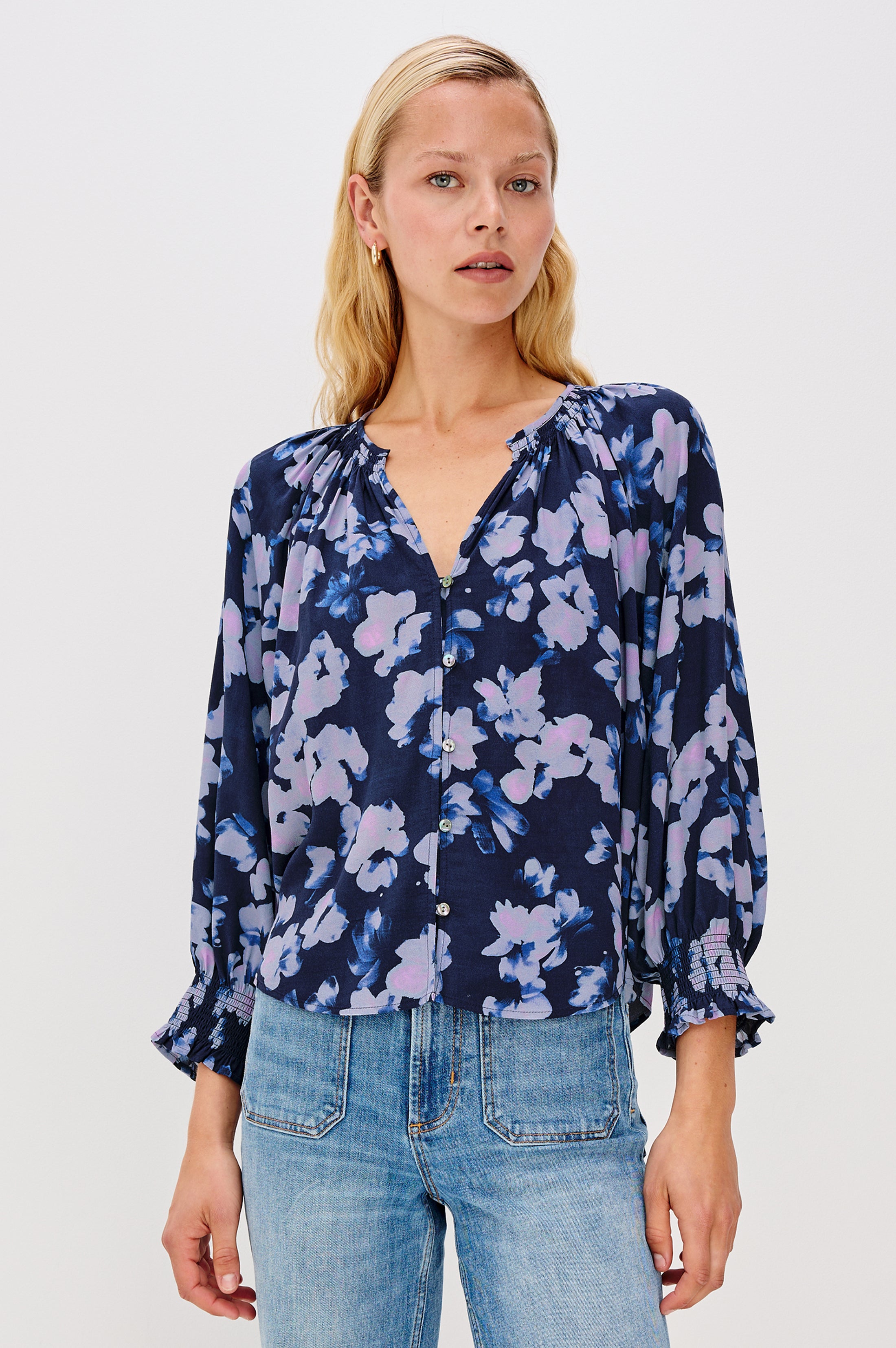 MARIAH SHIRT - MIDNIGHT PEONY – Rails