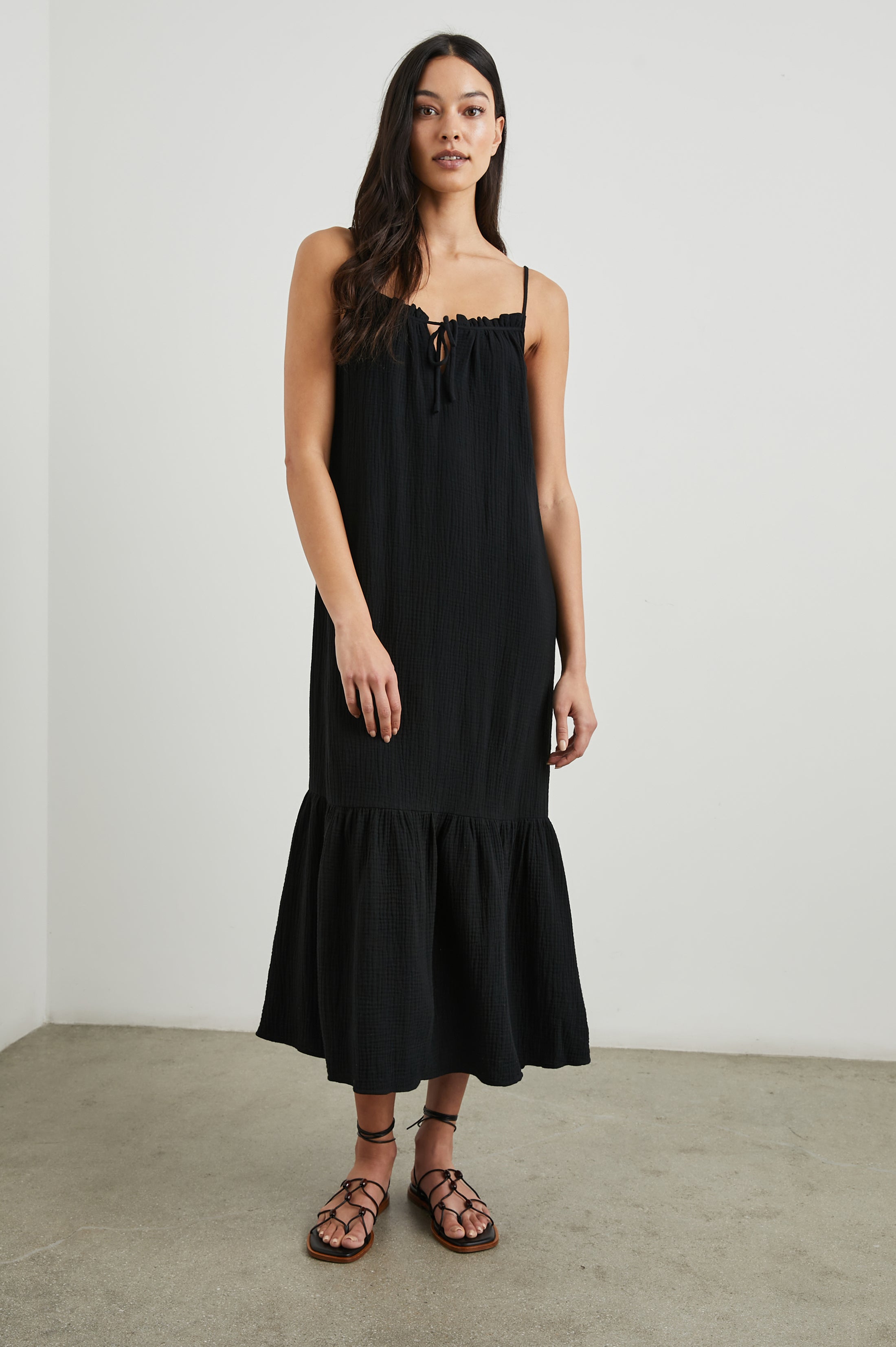 MARSEILLE DRESS - BLACK GAUZE – Rails