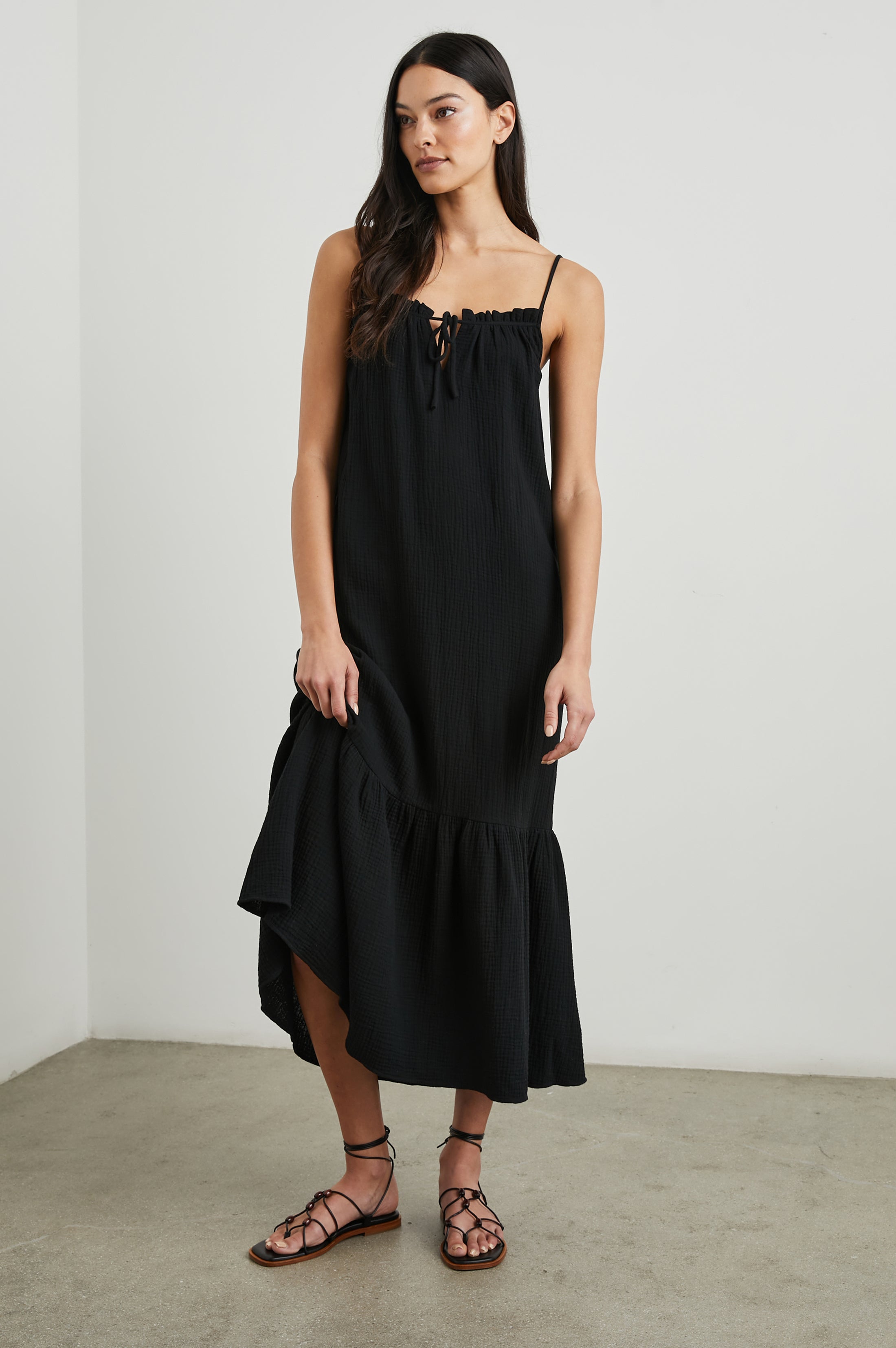 MARSEILLE DRESS - BLACK GAUZE – Rails