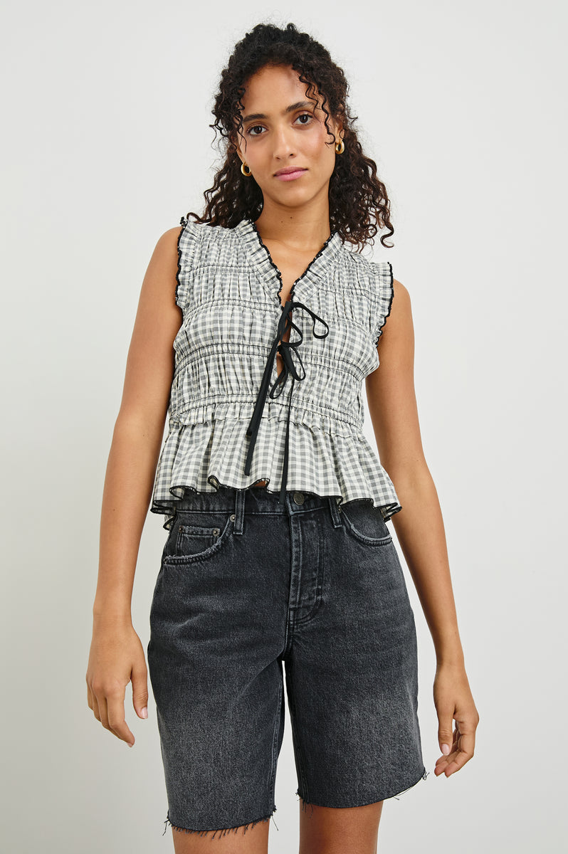 Jet Rails Merchandise MARTINE TOP - IVORY JET GINGHAM – Rails
