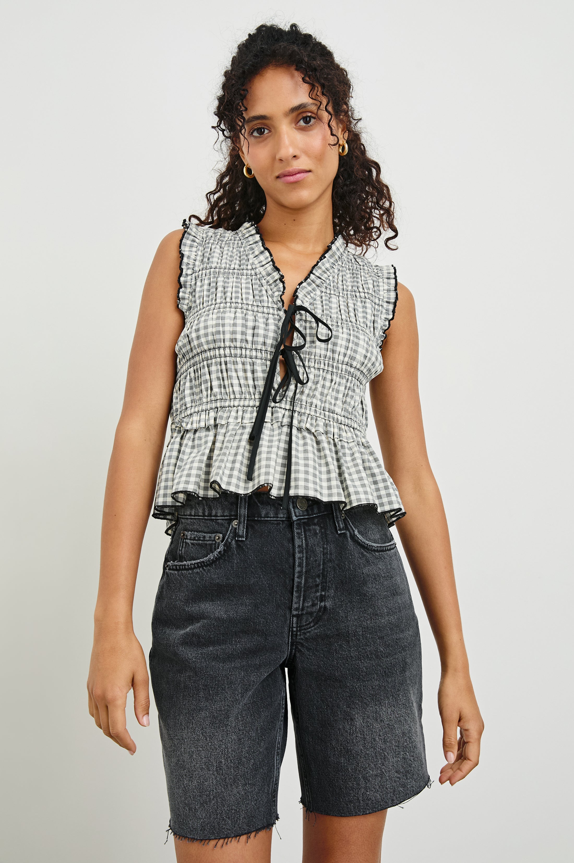 MARTINE TOP - IVORY JET GINGHAM – Rails