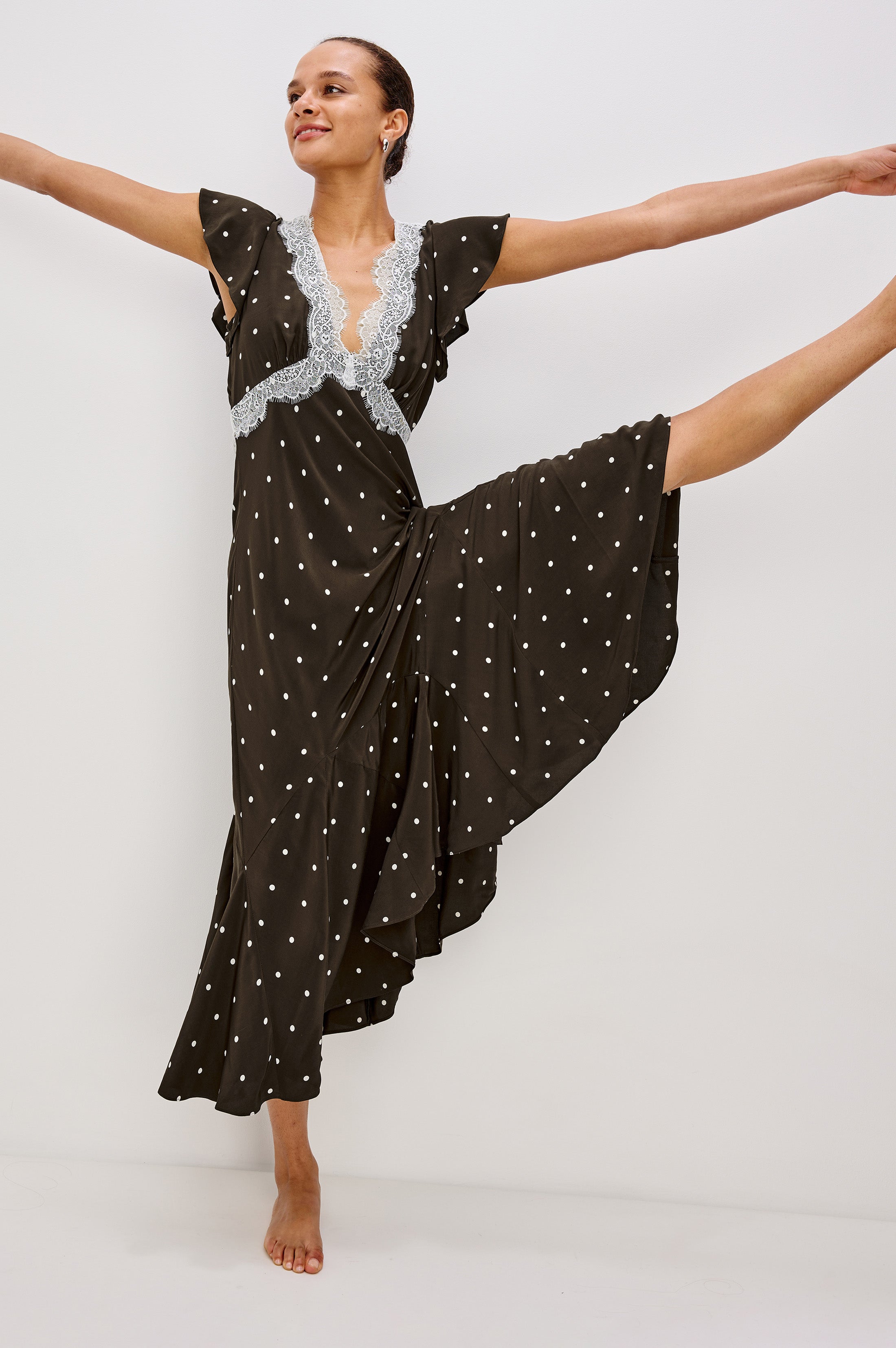 MATTIA DRESS - COCOA POLKA DOTS – Rails