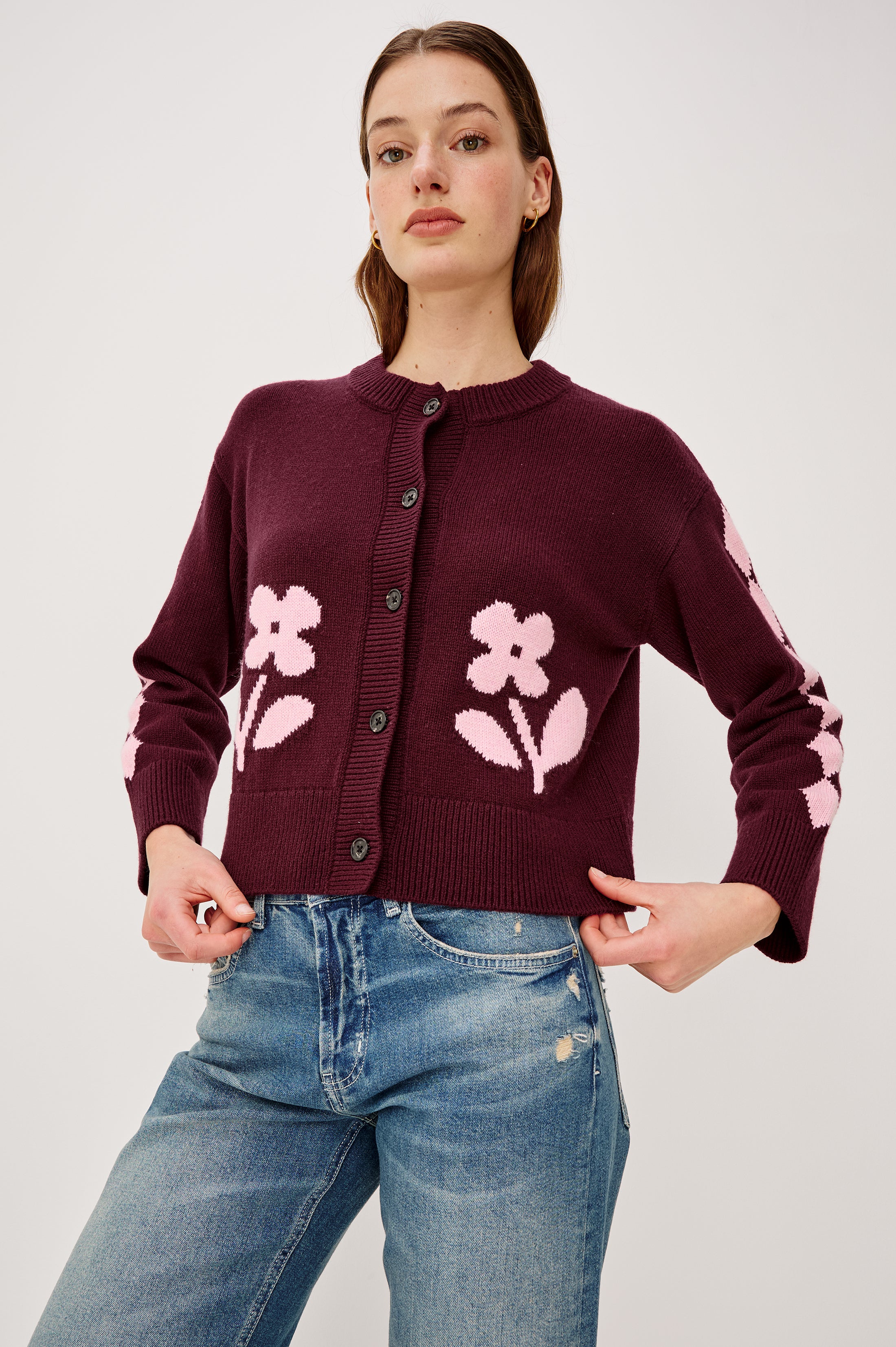 MAVIE CARDIGAN - GARNET DAISY – Rails