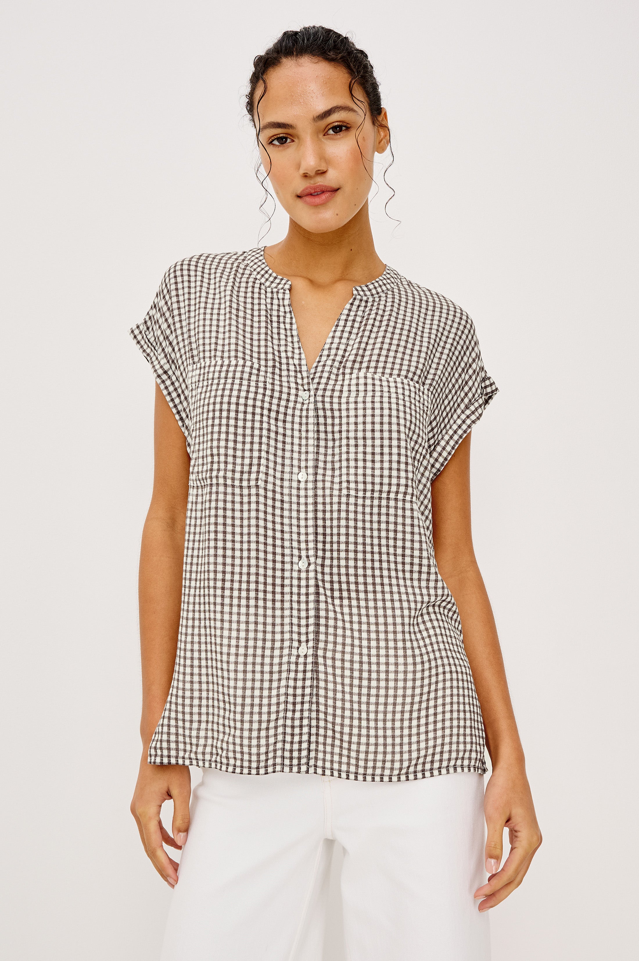MEL SHIRT - ESPRESSO GINGHAM – Rails