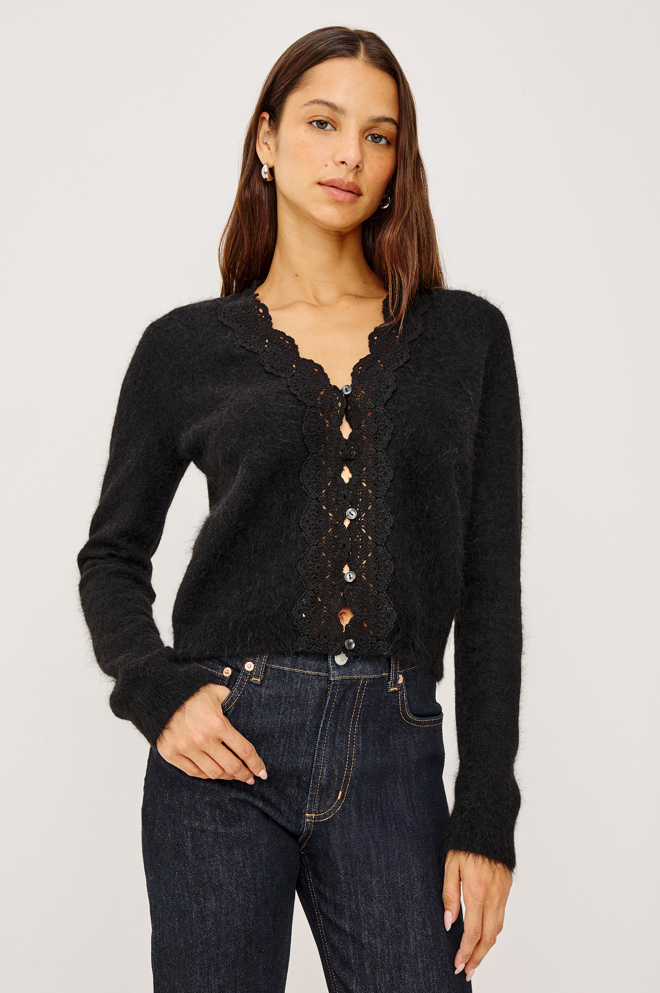 Rails Mer Scalloped Lace Cardigan - Black - XS Rails Mer Scalloped Lace Cardigan - Black - XS