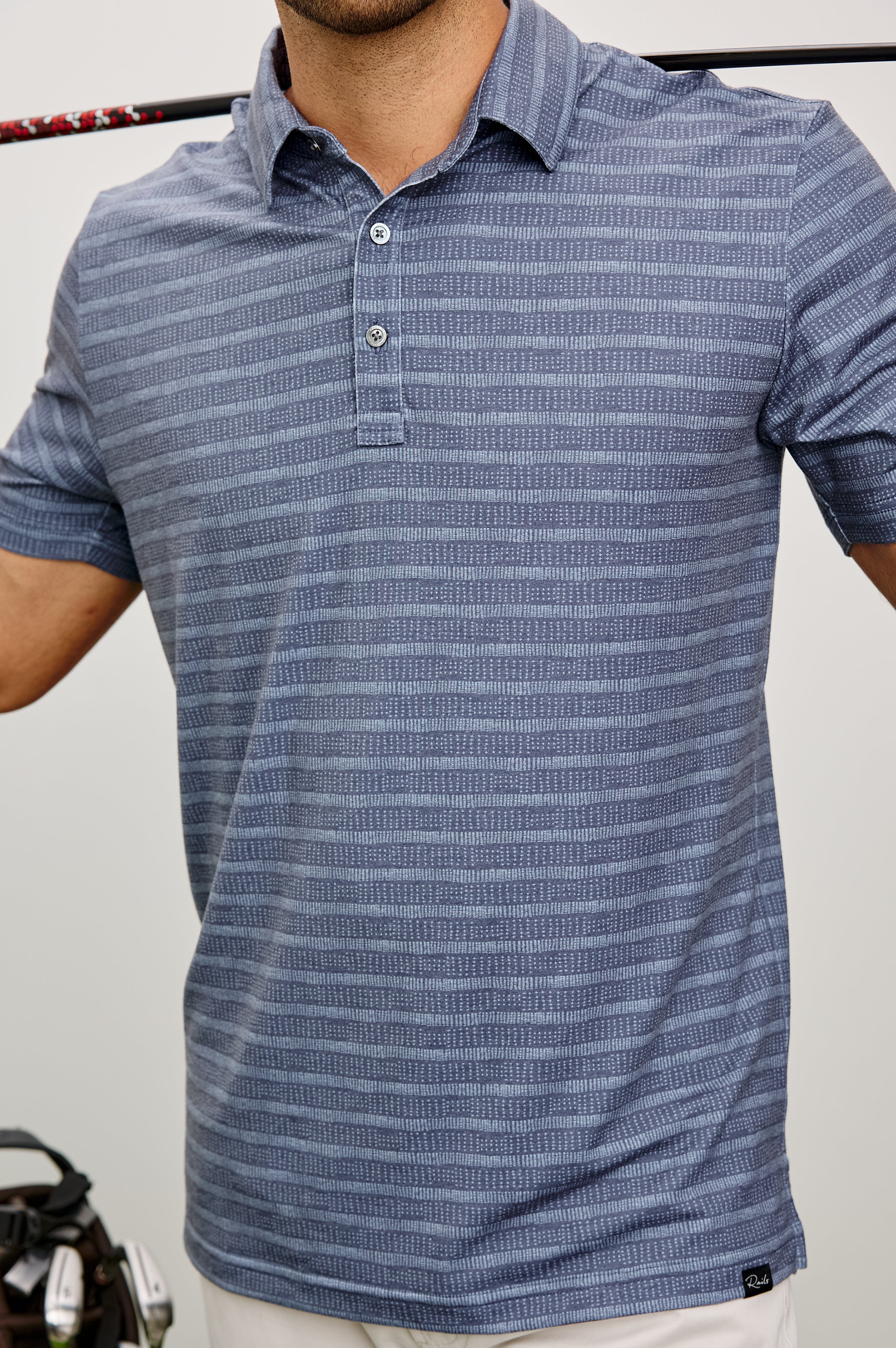 MERCED GOLF POLO SHIRT - SASHIKO BORDER BLACK – Rails