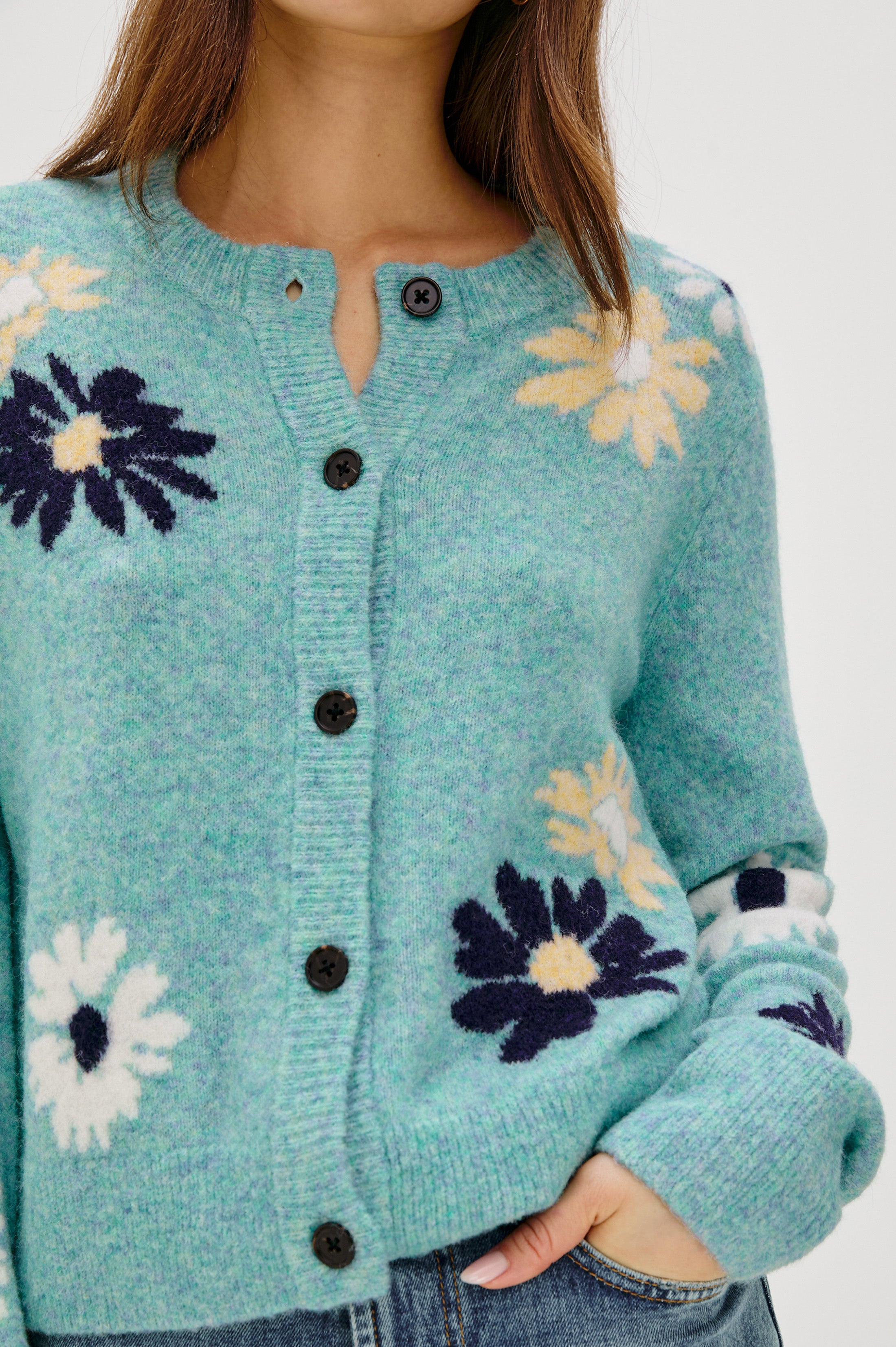 MILLIE CARDIGAN - HEATHER TEAL – Rails