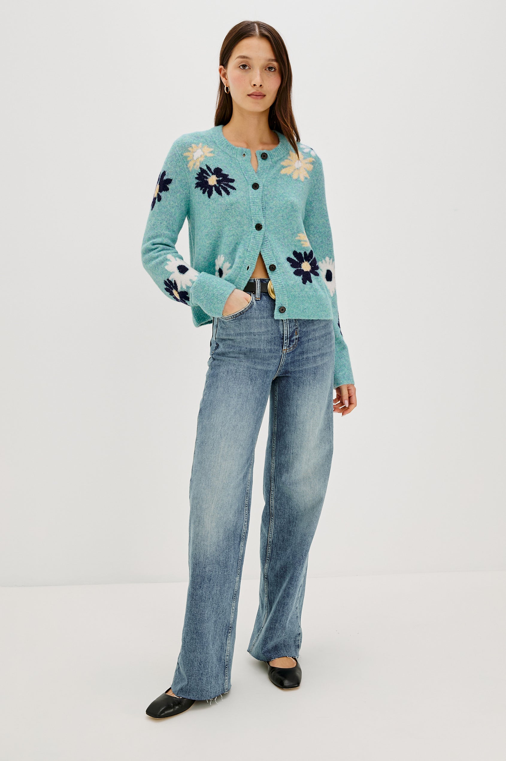 MILLIE CARDIGAN - HEATHER TEAL