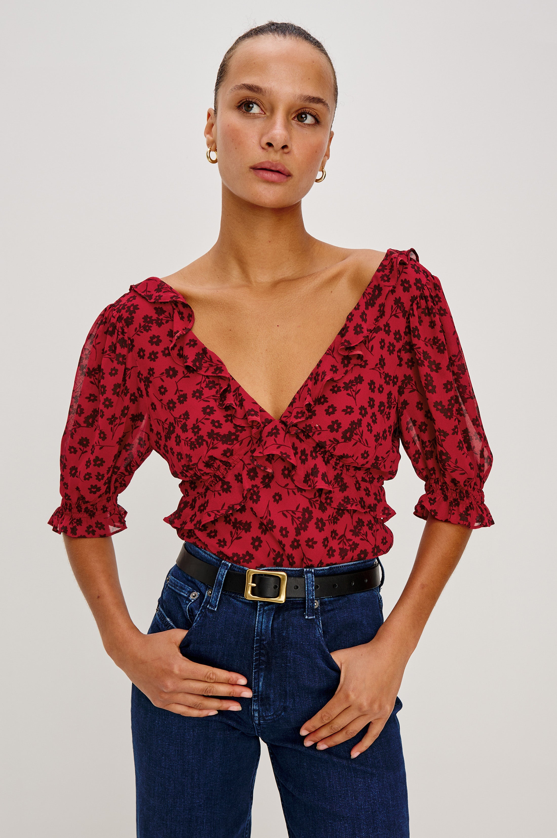 MIRAMAR TOP - CARMINE DAISIES – Rails