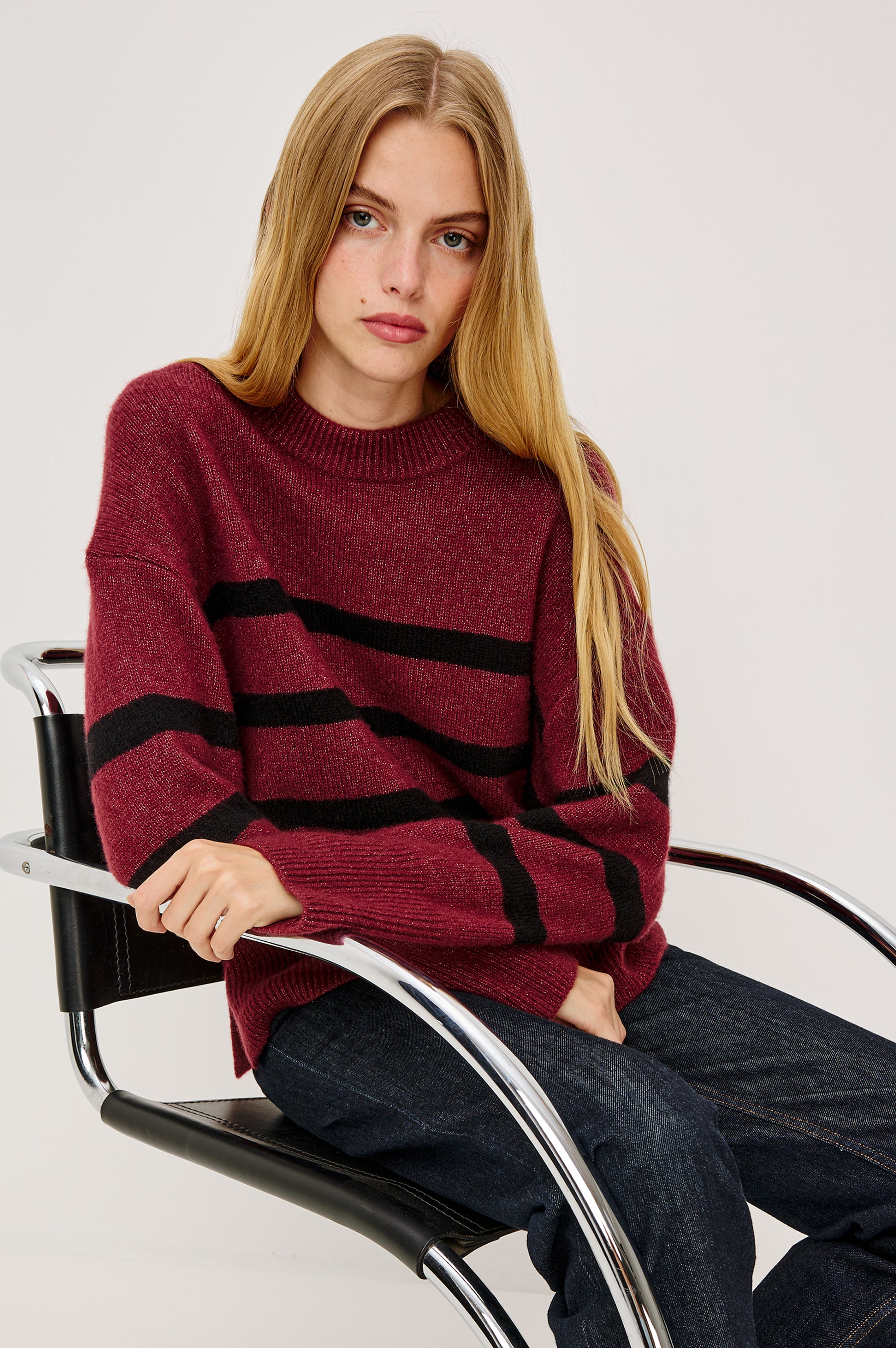 MIRANDA SWEATER - GARNET BLACK STRIPE – Rails