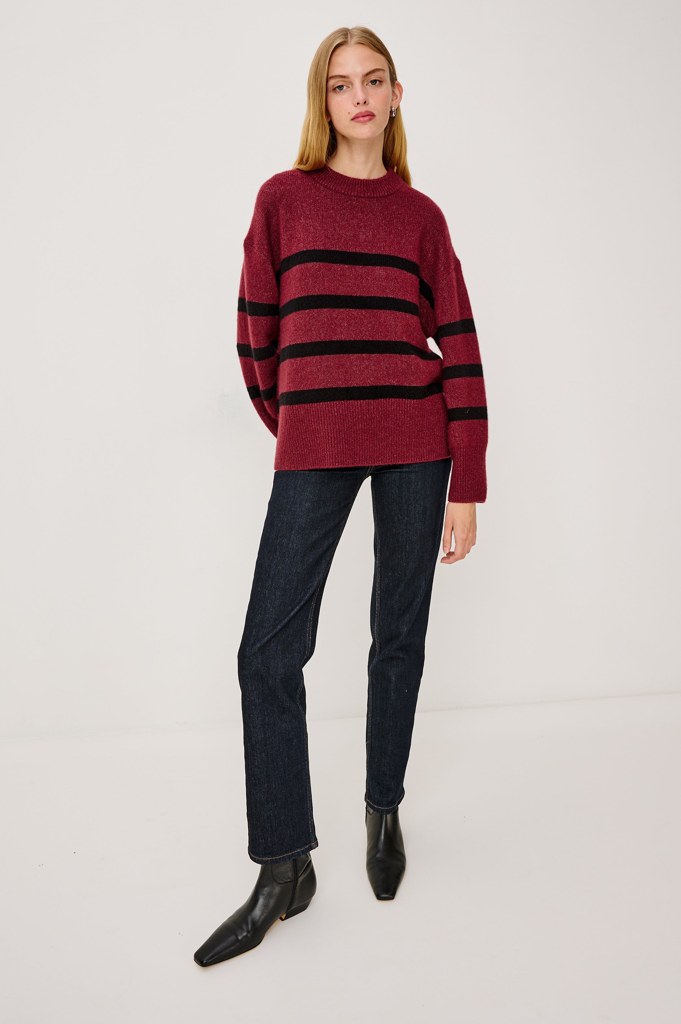 MIRANDA SWEATER - GARNET BLACK STRIPE – Rails