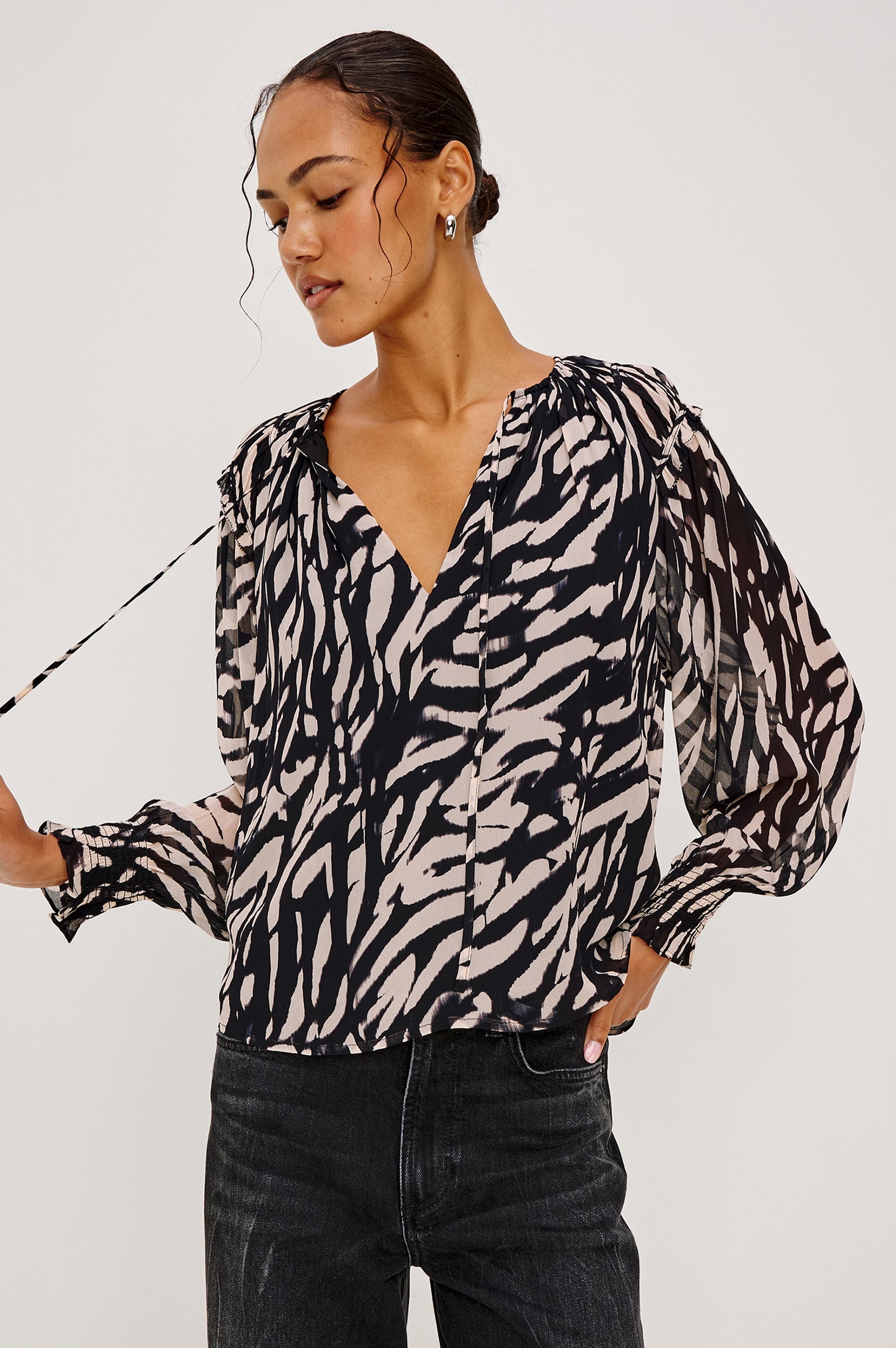 MIRNA TOP - IVORY TIGER STRIPE