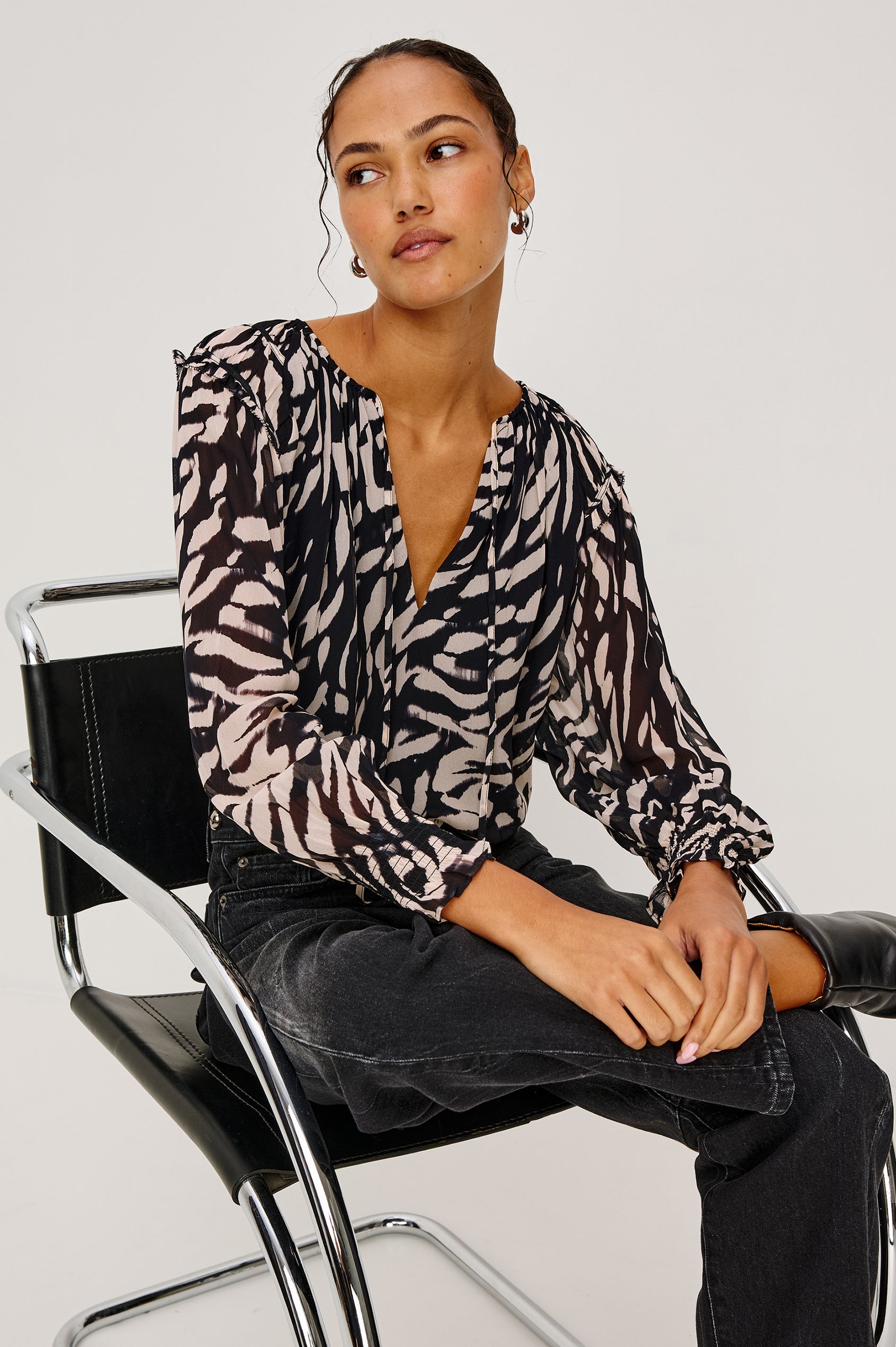 MIRNA TOP - IVORY TIGER STRIPE