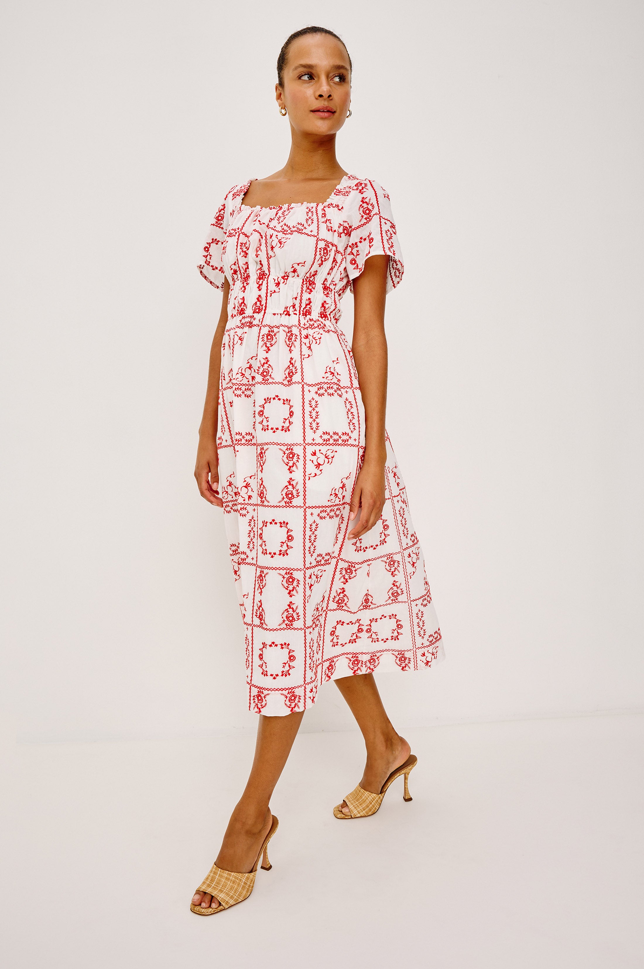 NANETTE DRESS - IVORY RED HANDKERCHIEF – Rails