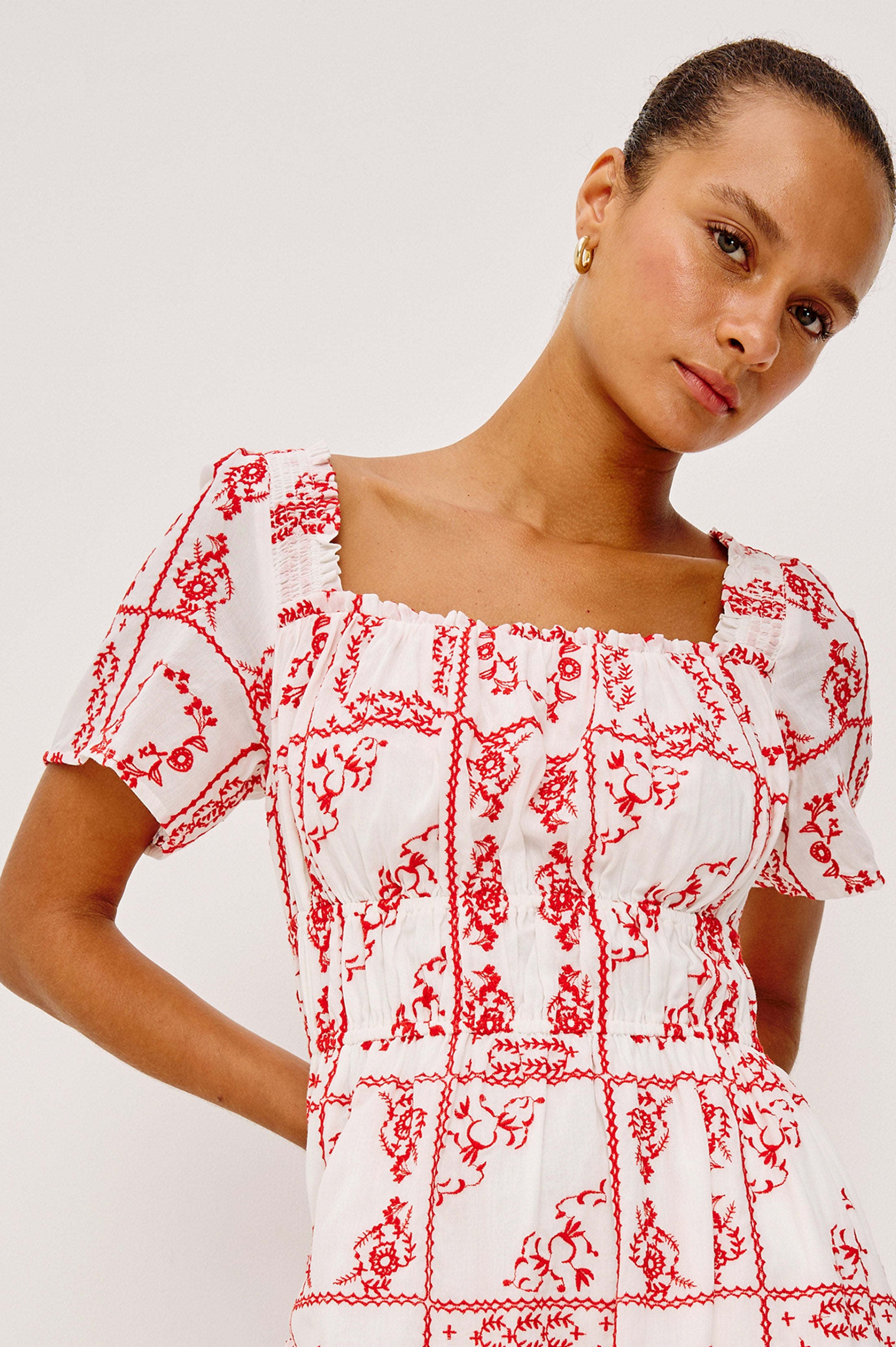 NANETTE DRESS - IVORY RED HANDKERCHIEF – Rails