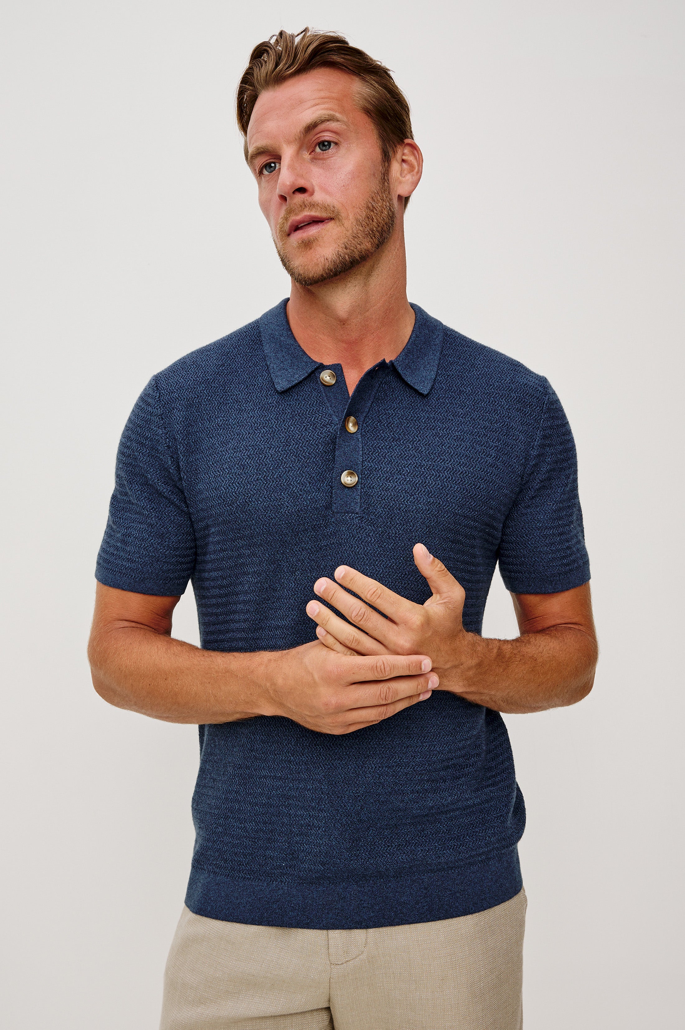 Resurrection GM KNIT POLOSHIRT ネイビー NATHAN POLO SHIRT - HARBOUR – Rails