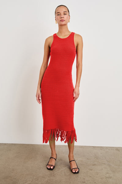 Rails Women's Nia Cotton-Blend Fringe-Hem Knit Midi-Dress - Cherry - Size Large