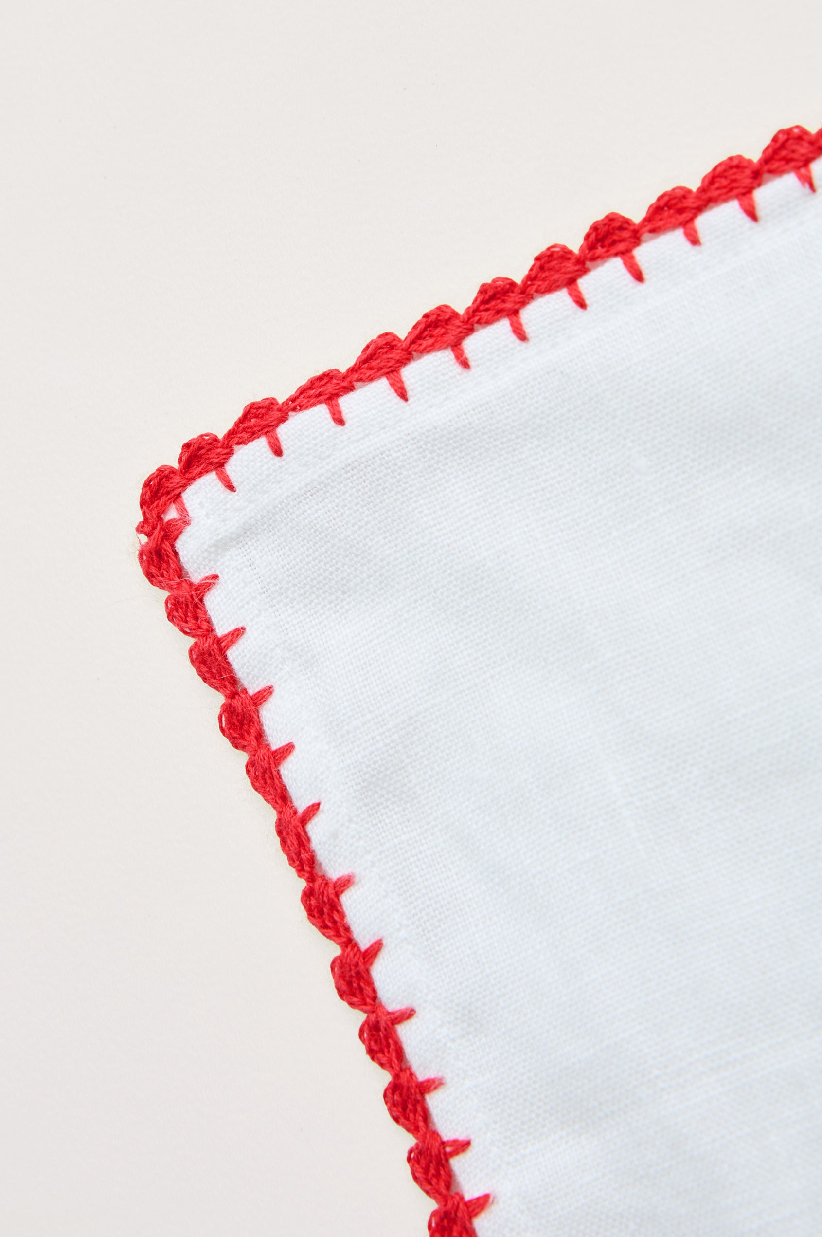 Nonna Napkin in Heavy Linen With Contrast Crochet Trim - Flat Lay Product View Featured