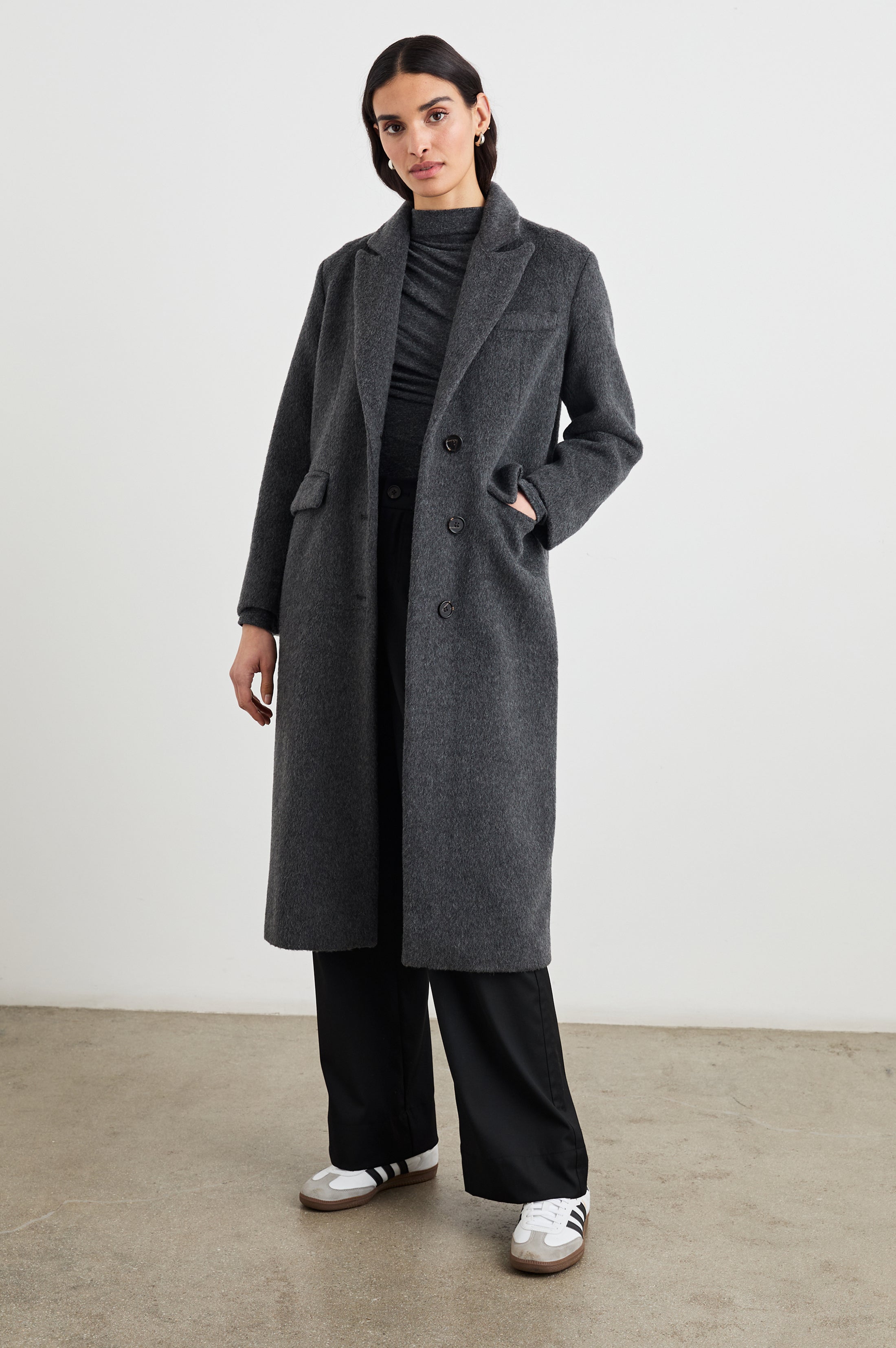 【訳アリ】WOOL COATING PEACOAT (CHARCOAL) Buy Charcoal Grey Soft Touch Peacoat with Wool from Next USA