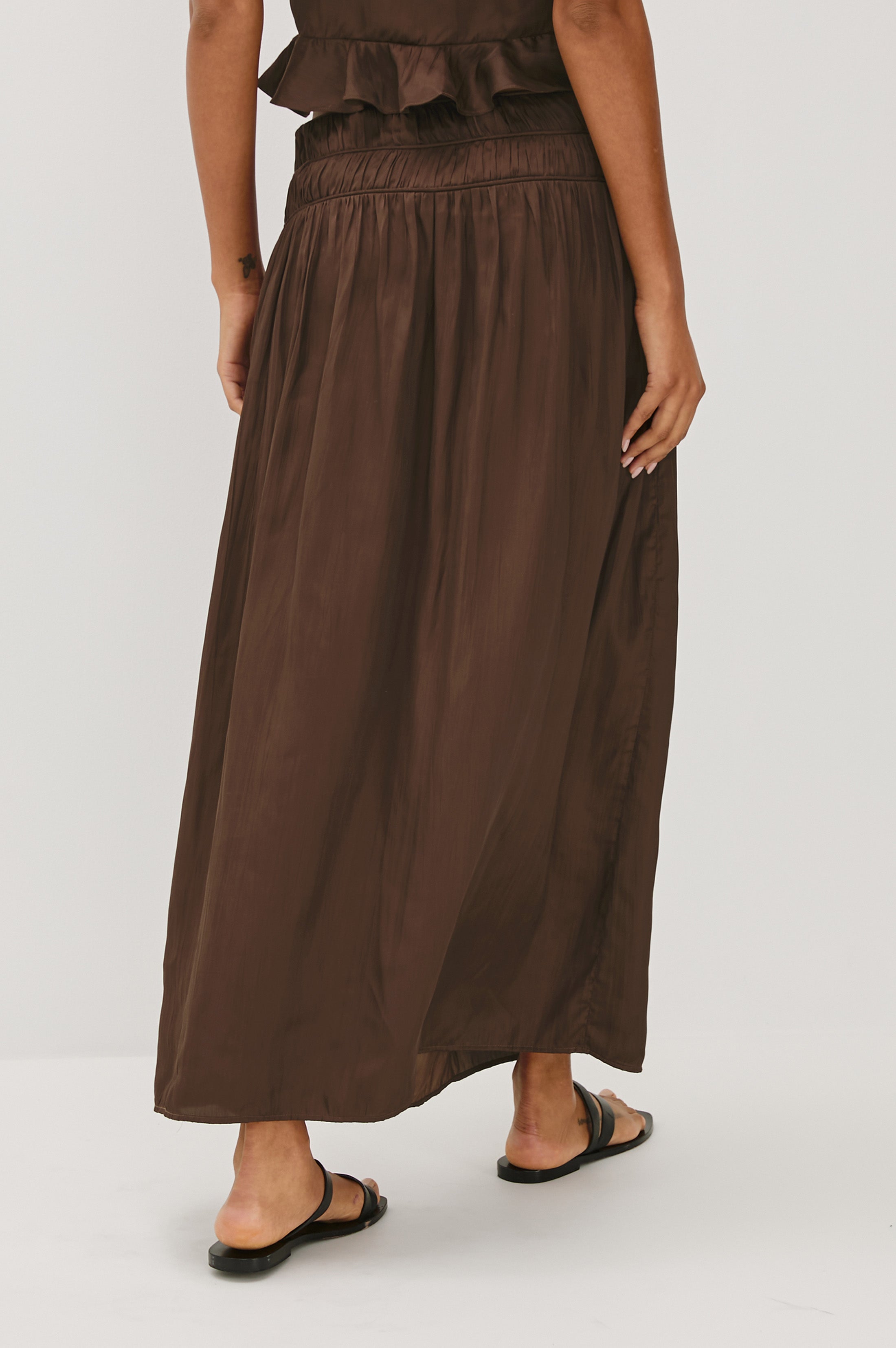 スカート Bed&Breakfast Silk Crape Skirt NARA SKIRT - ESPRESSO – Rails