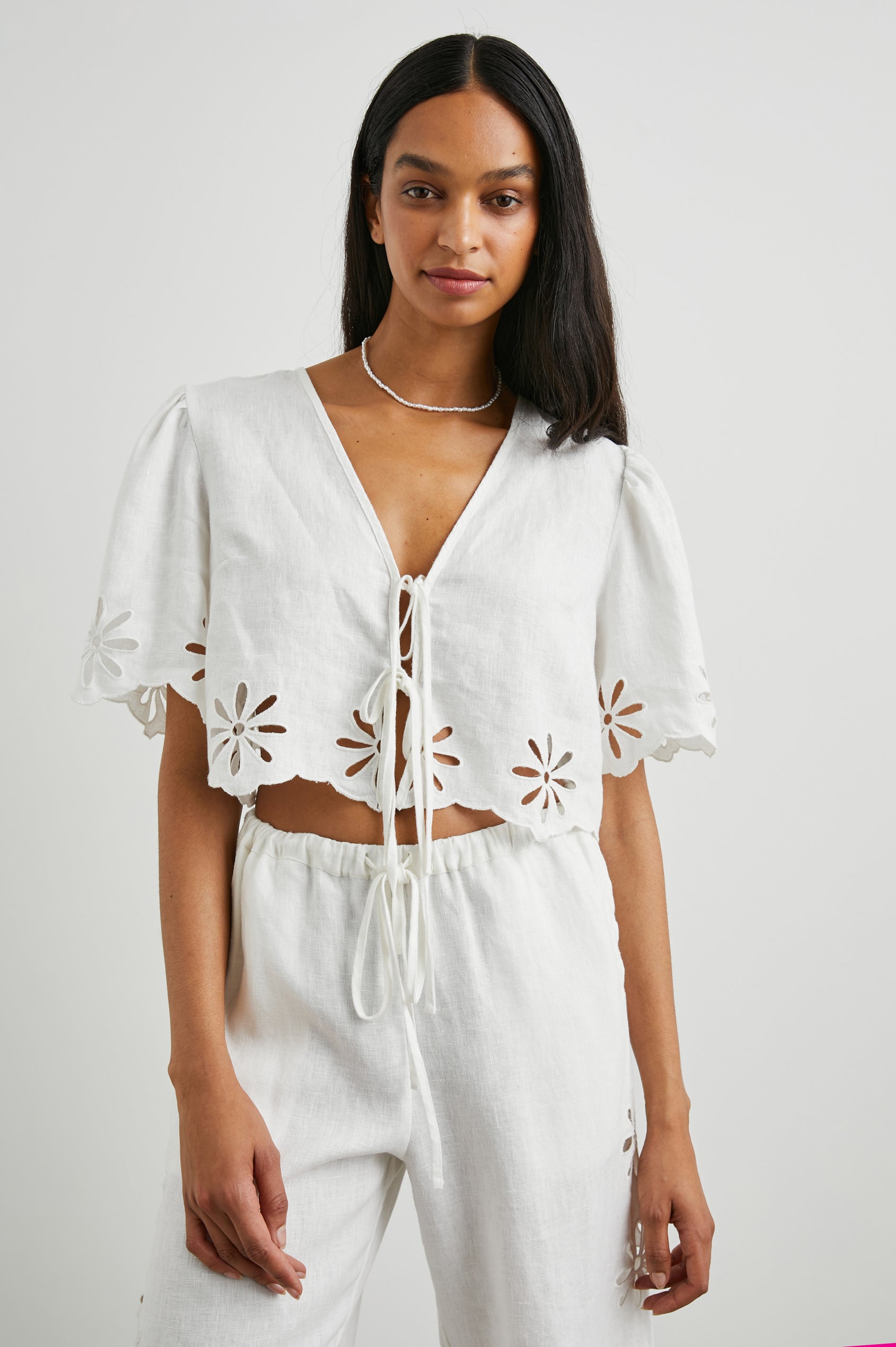 White Embroidered Top - Size Medium