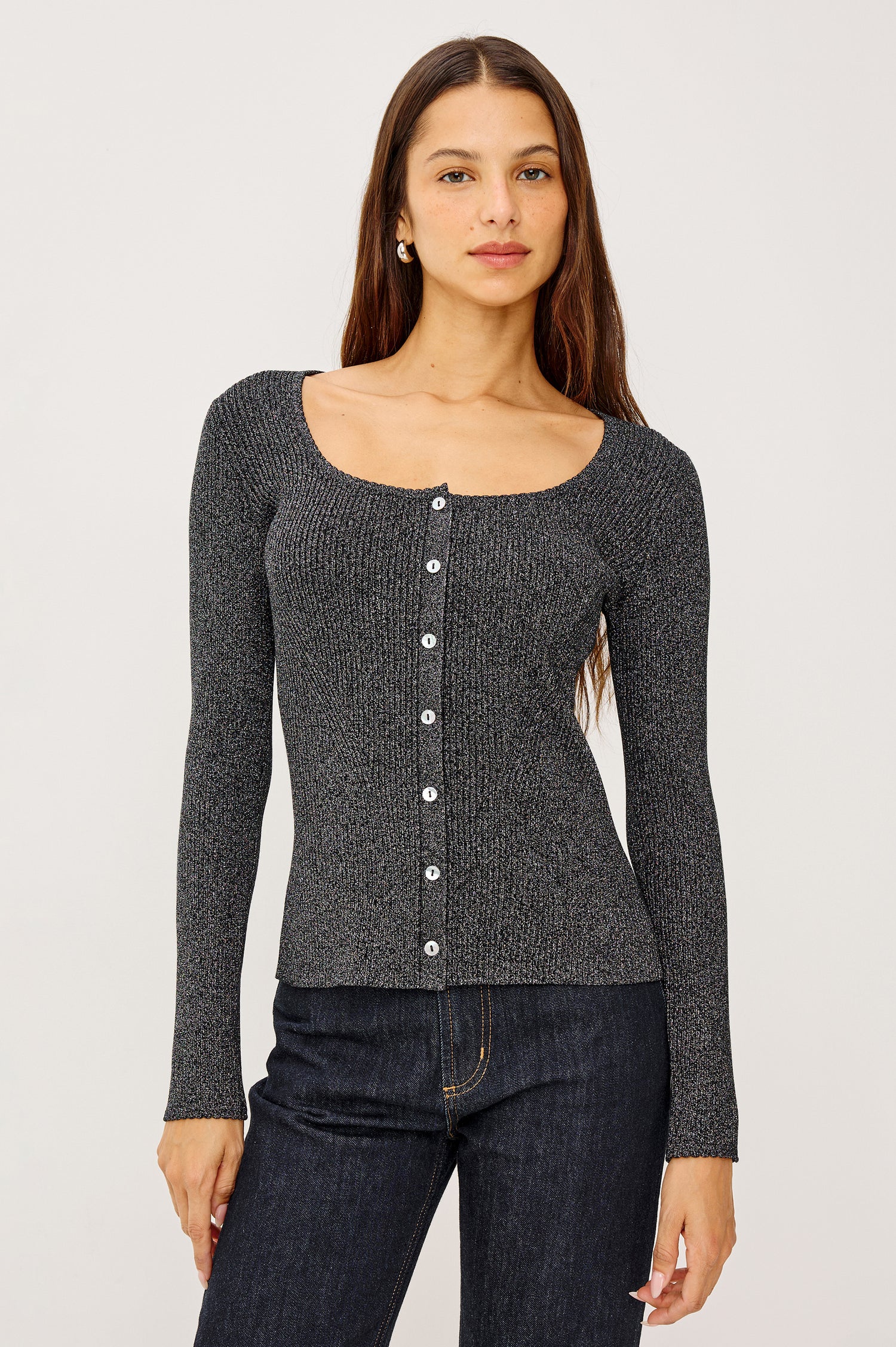 PAULINA SWEATER - GUNMETAL LUREX
