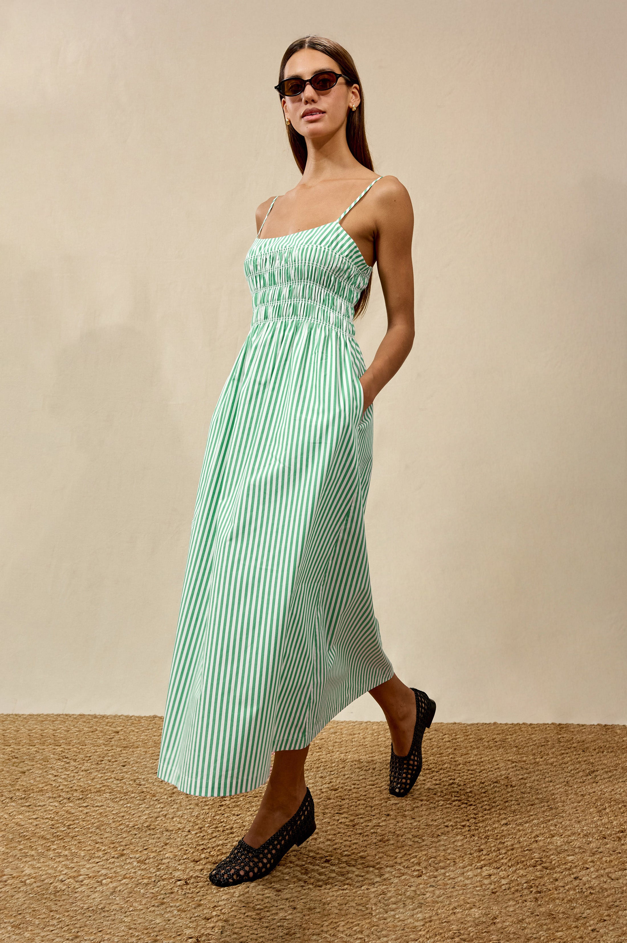 PRIMROSE DRESS - EMERALD STRIPE – Rails