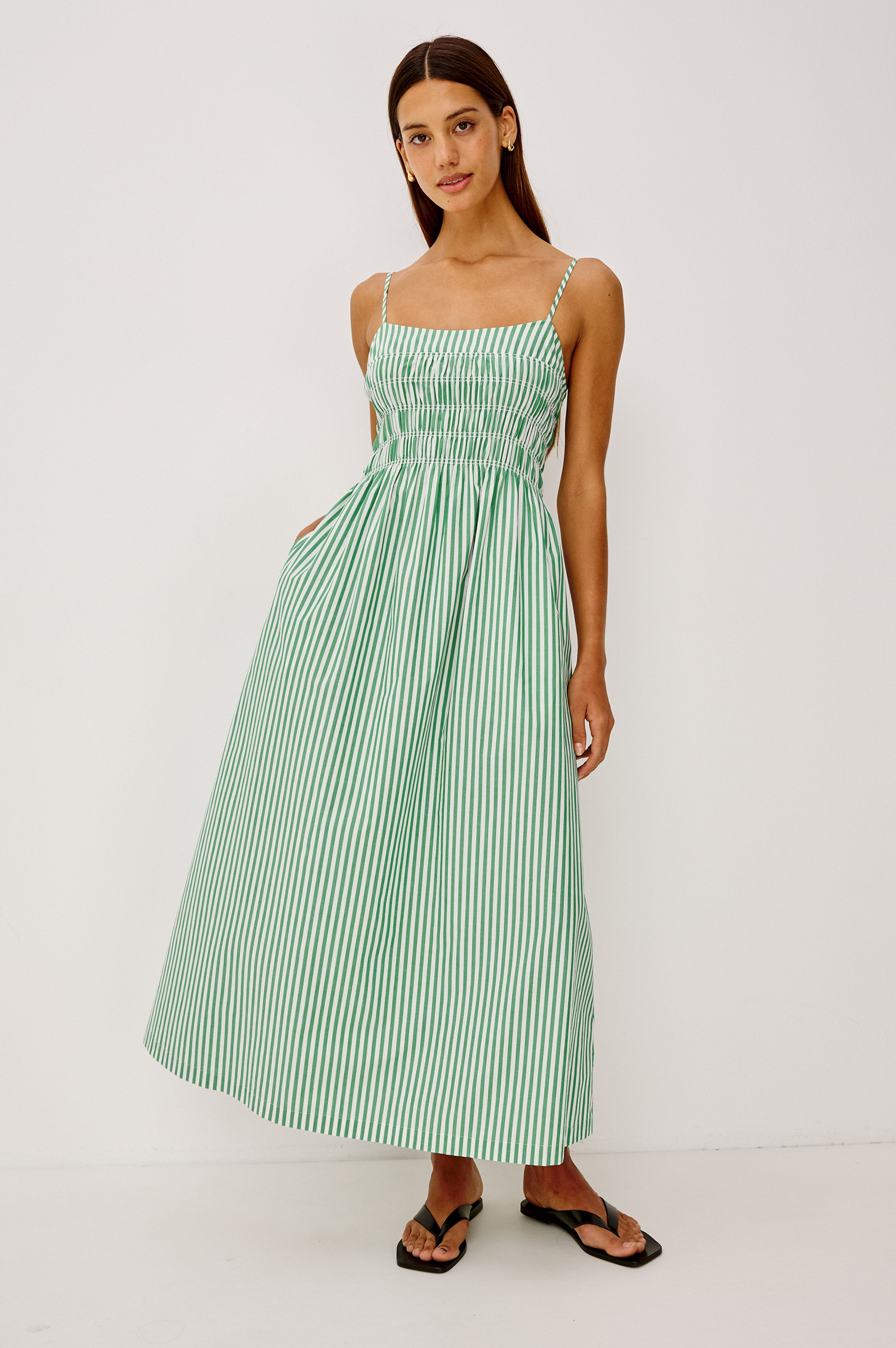 PRIMROSE DRESS - EMERALD STRIPE – Rails