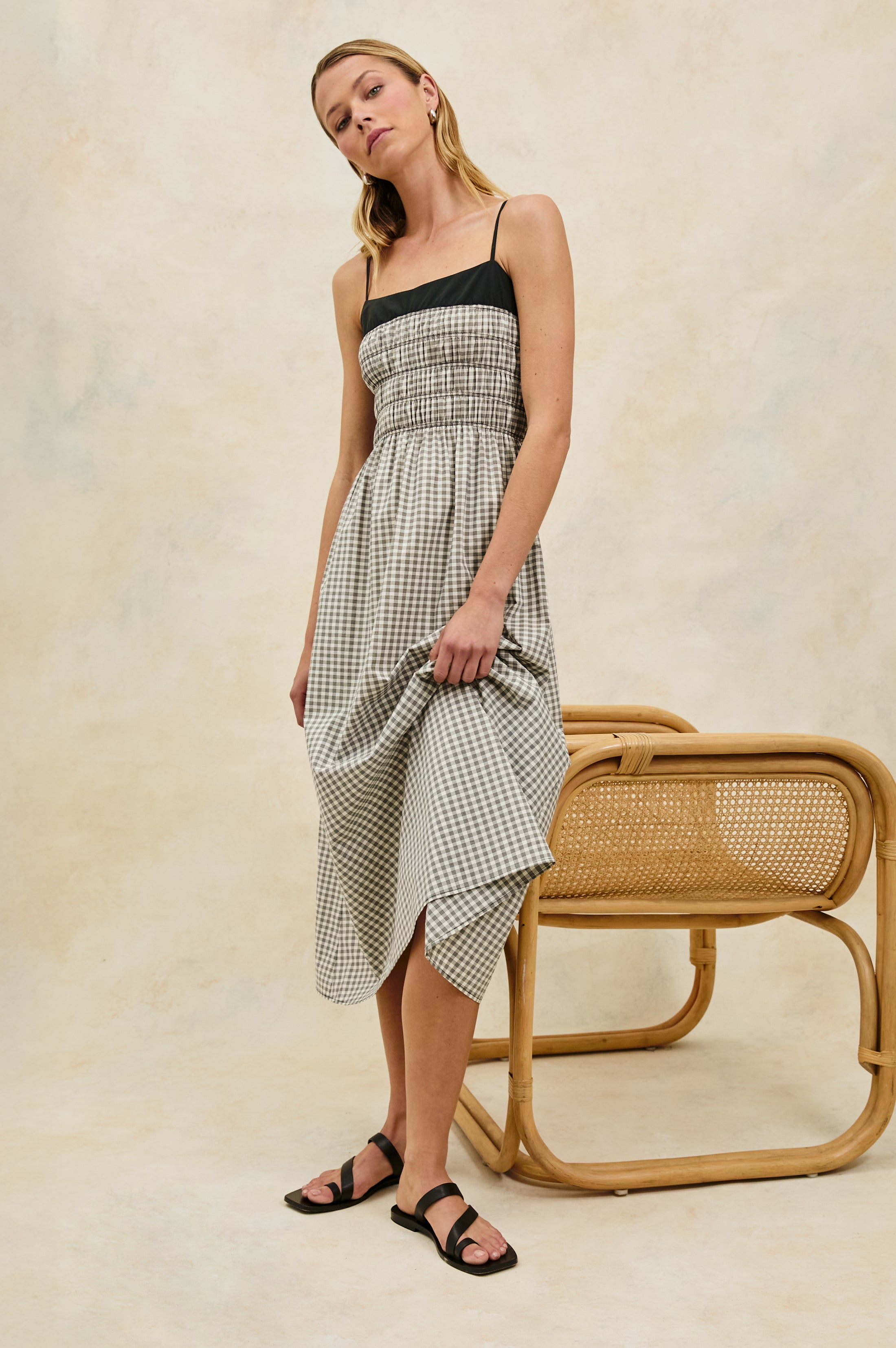 PRIMROSE DRESS - IVORY JET GINGHAM – Rails