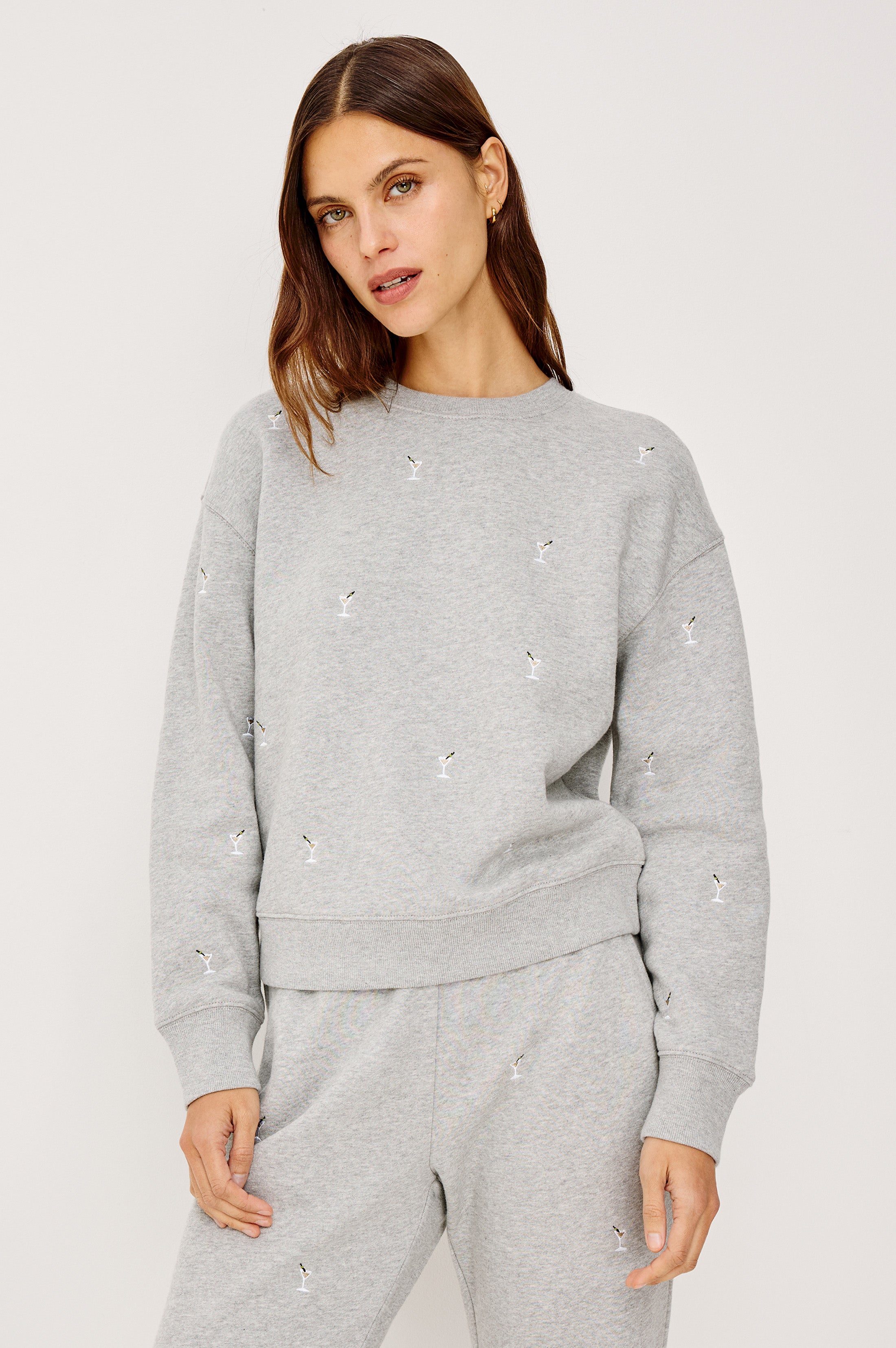 RAMONA SWEATSHIRT - HEATHER GREY MARTINI EMBROIDERY – Rails