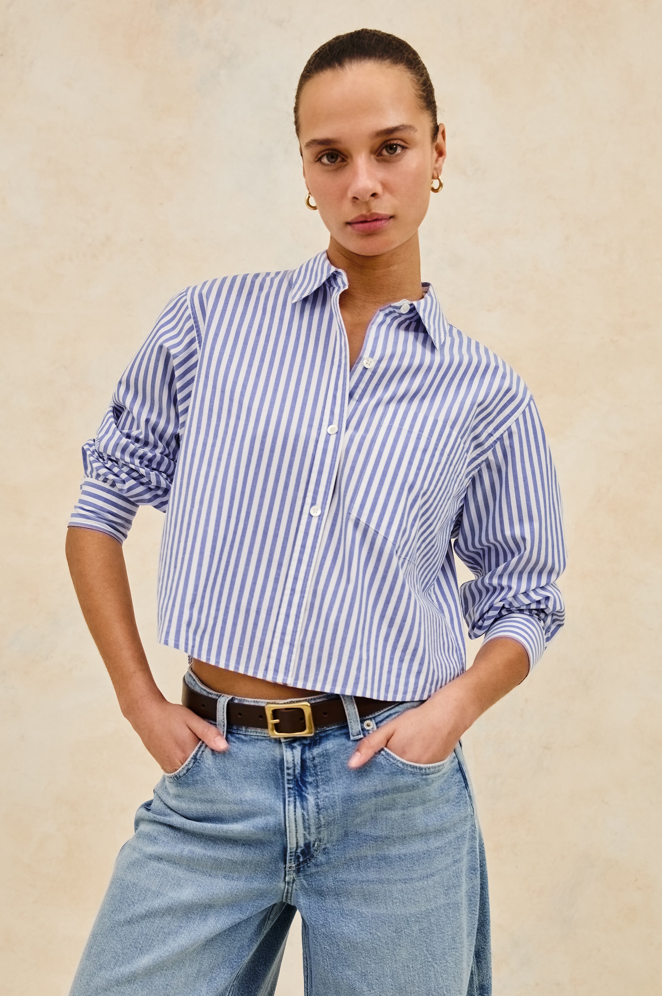 シャツ ARNAR MAR JONSSON STRIPE PANELLED SHIRT RAMY SHIRT - MARINER WHITE STRIPE – Rails