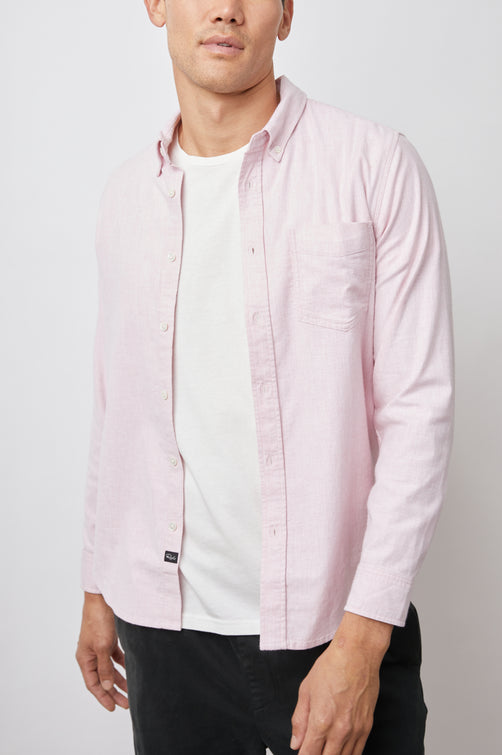REID SHIRT - CORAL HEATHER OXFORD - FRONT