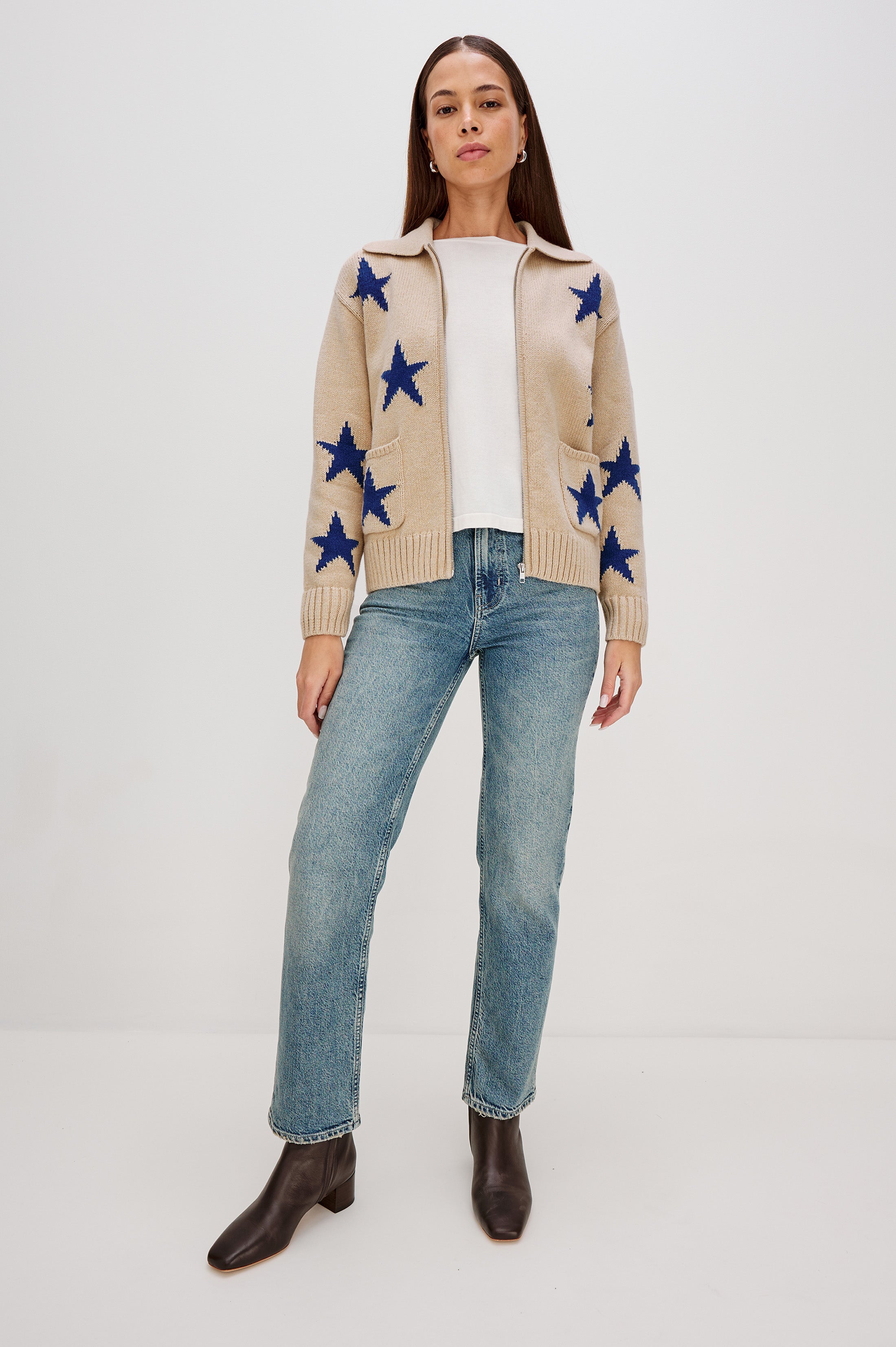 RHEA SWEATER - CAMEL COBALT STARS – Rails