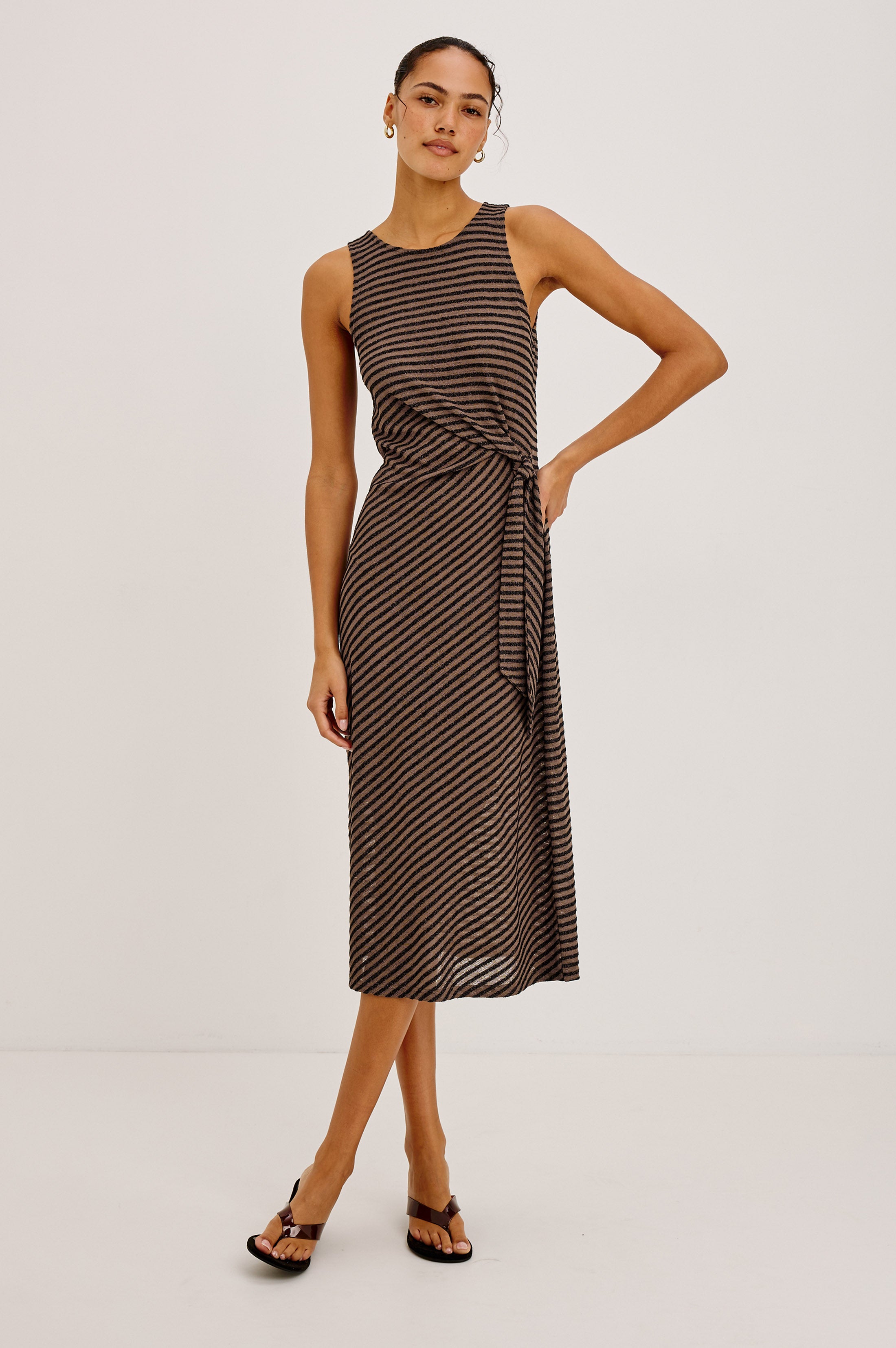 RICKY DRESS - ONYX COCOA STRIPE – Rails
