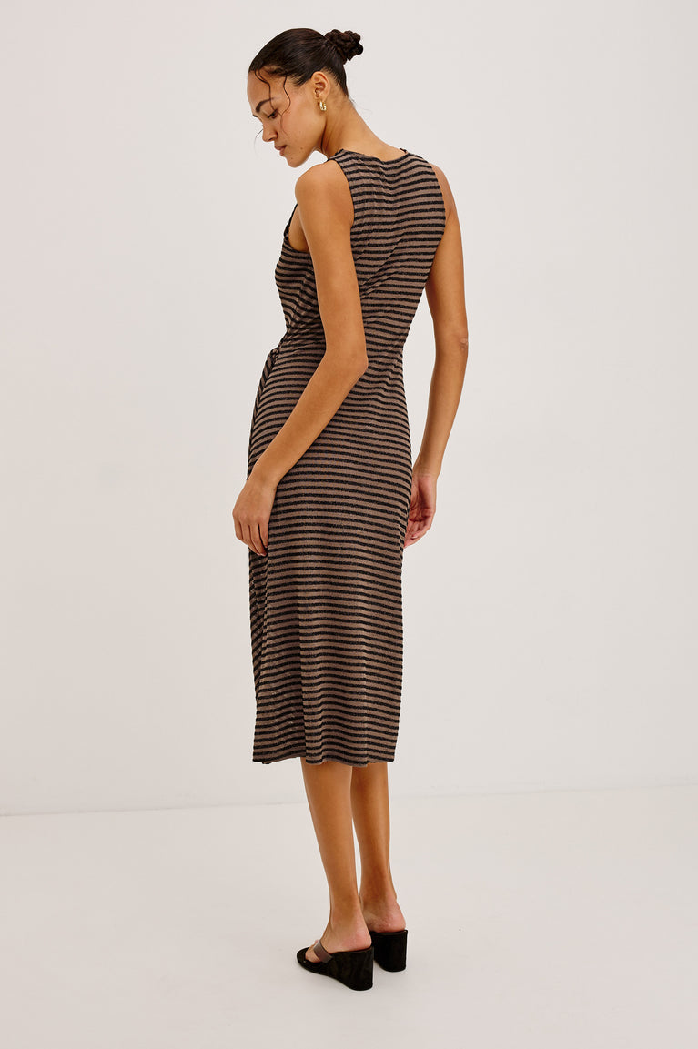 RICKY DRESS - ONYX COCOA STRIPE – Rails