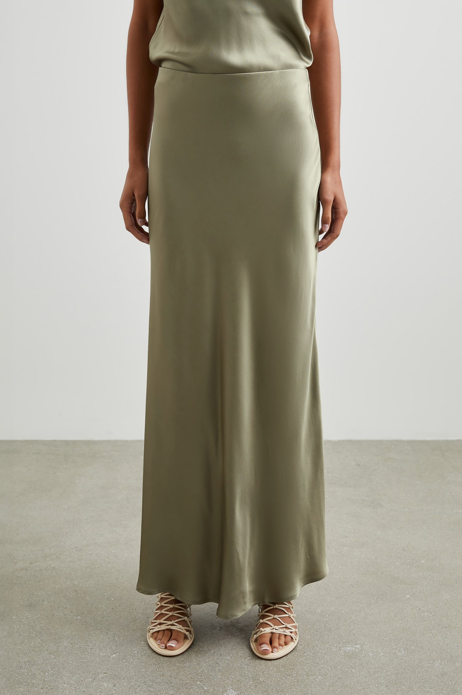 Romina Maxi Skirt in Mermaid Colorway - Front View Featured on Model