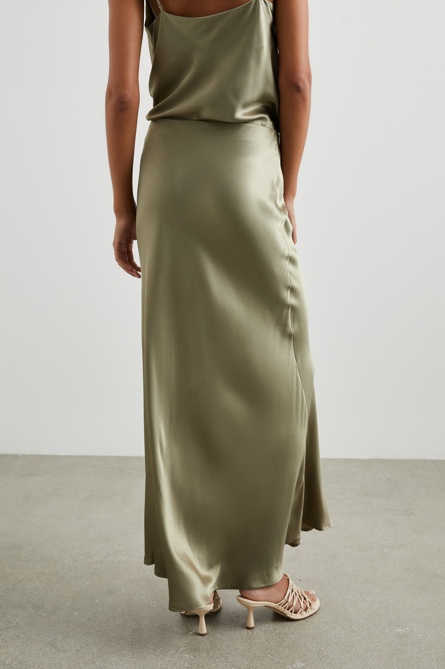 Romina Maxi Skirt in Mermaid Colorway - Back View Featured on Model