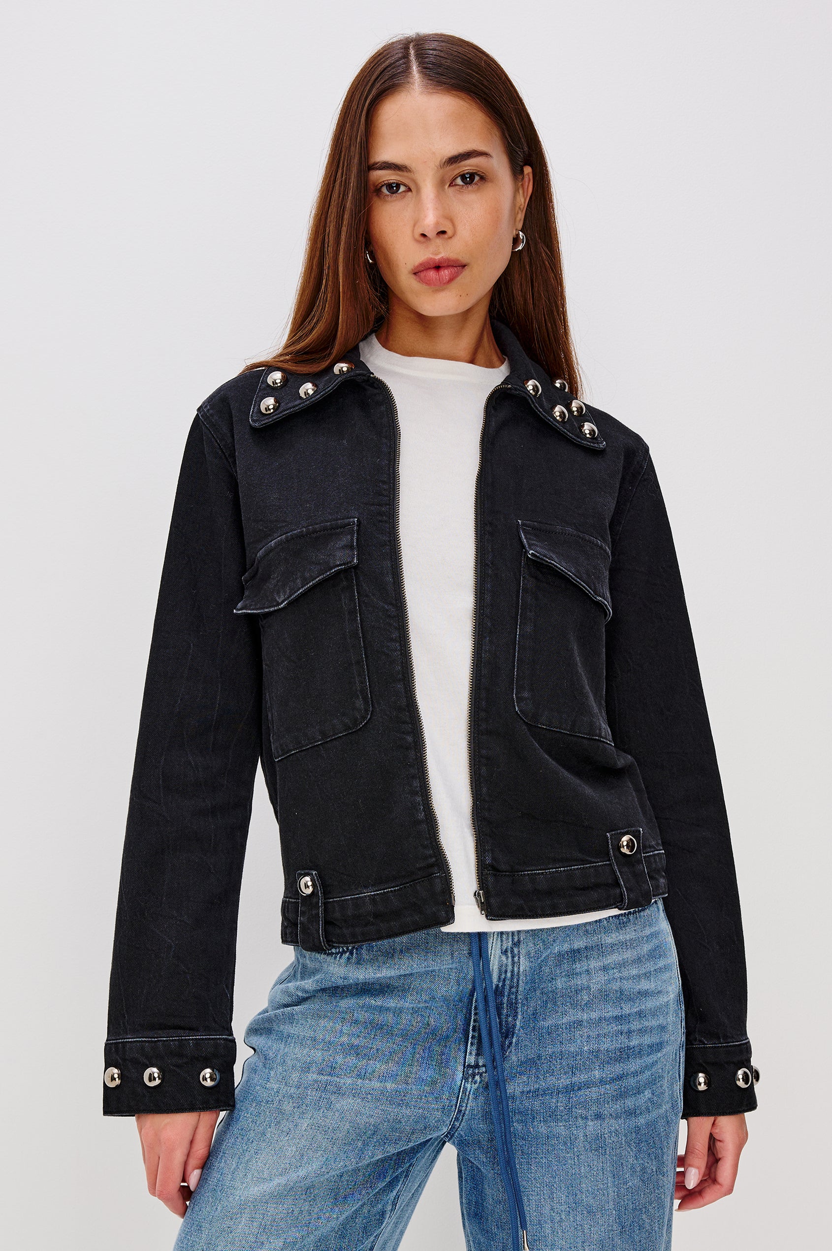 ROXBURY JACKET BLACK STONE STUDDED Rails