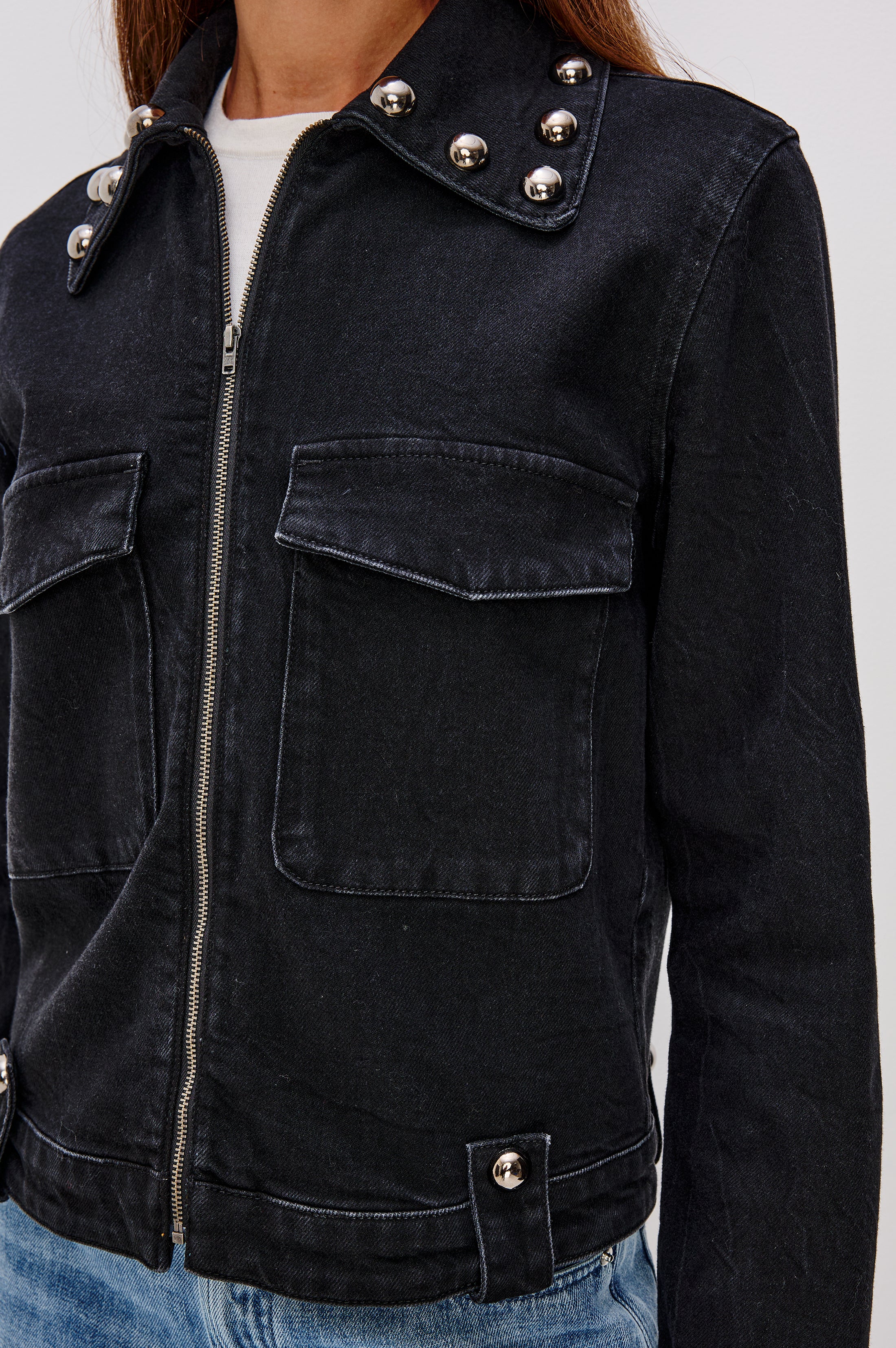 ROXBURY JACKET - BLACK STONE STUDDED – Rails