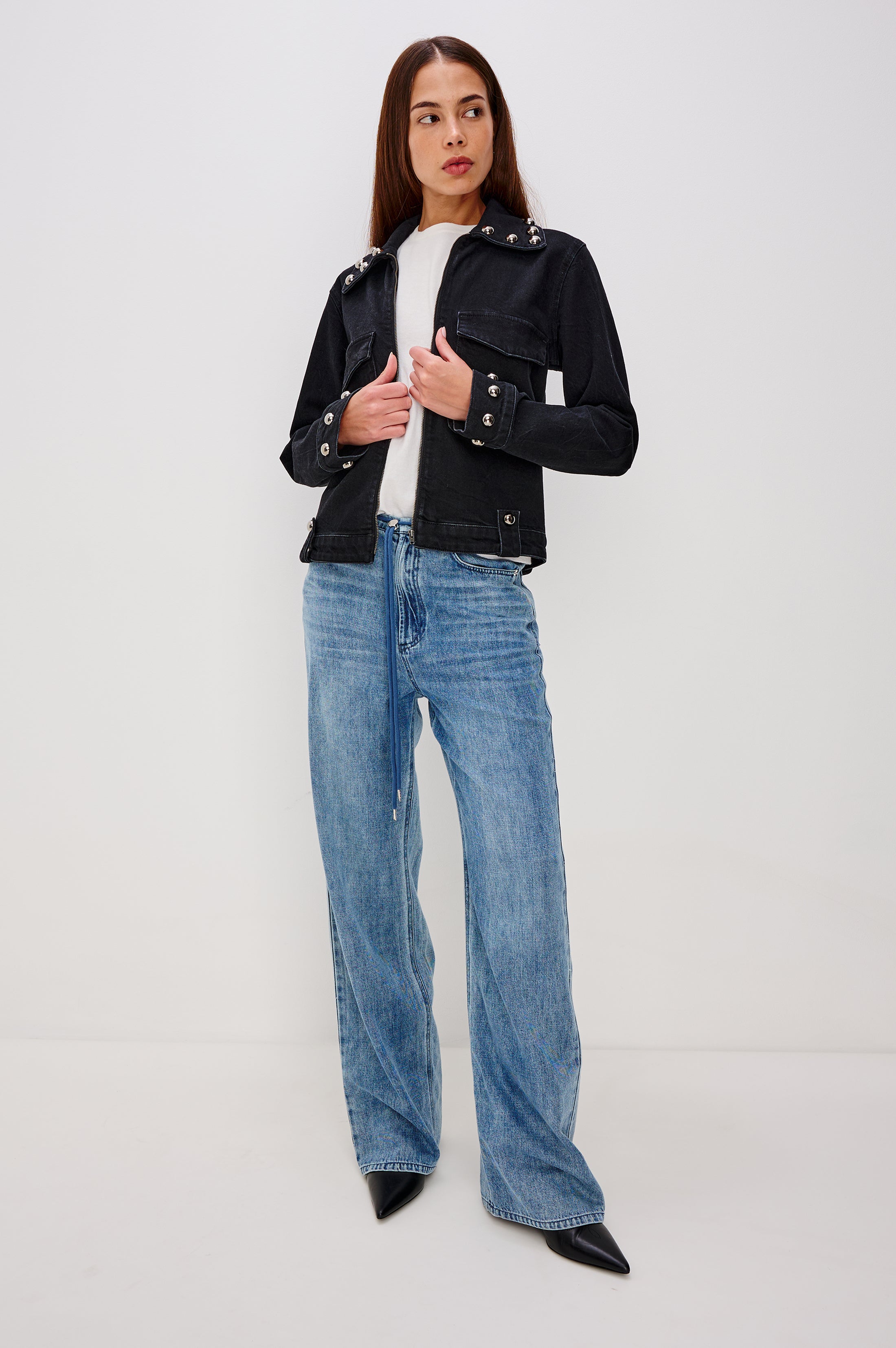 ROXBURY JACKET - BLACK STONE STUDDED – Rails