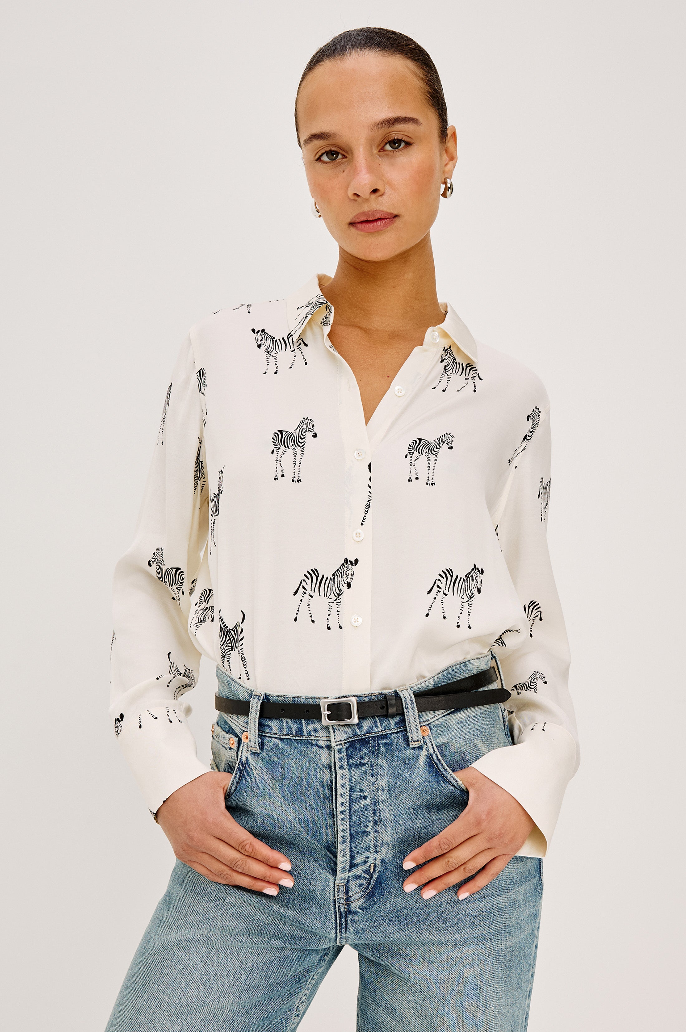 SAIGE SHIRT - IVORY ZEBRA – Rails