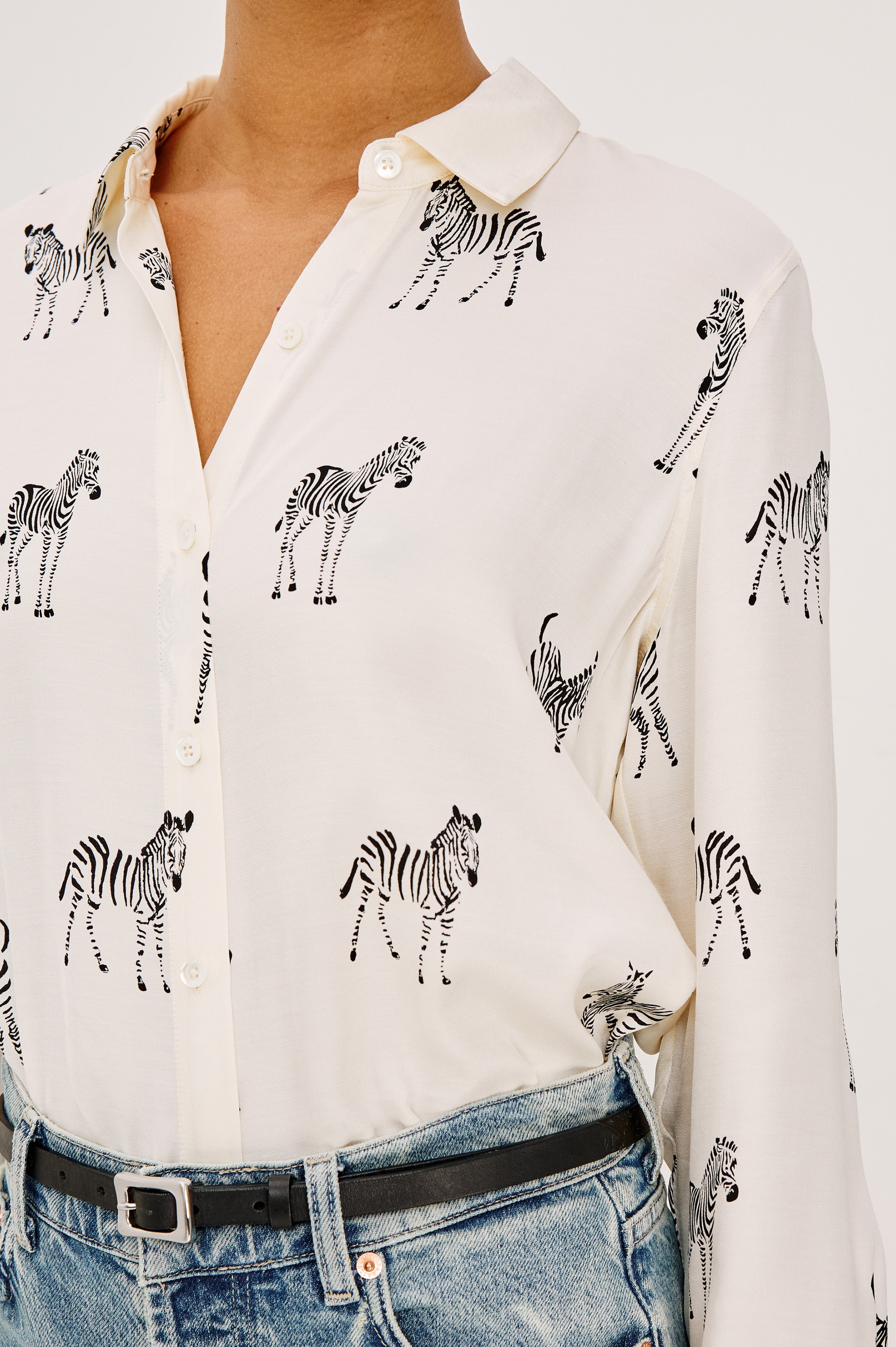 SAIGE SHIRT - IVORY ZEBRA – Rails