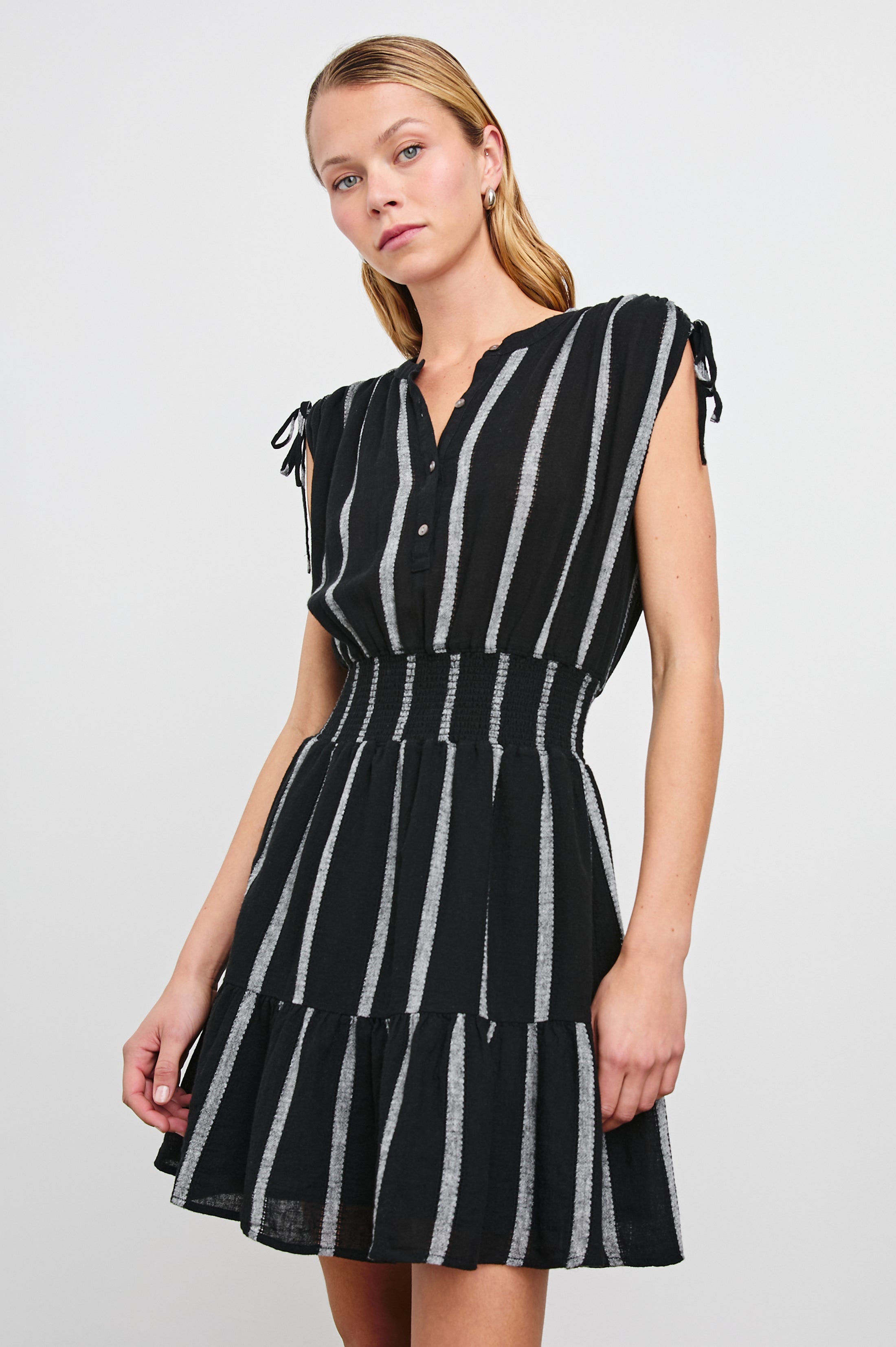 SAMINA DRESS - ASH LENO STRIPE – Rails