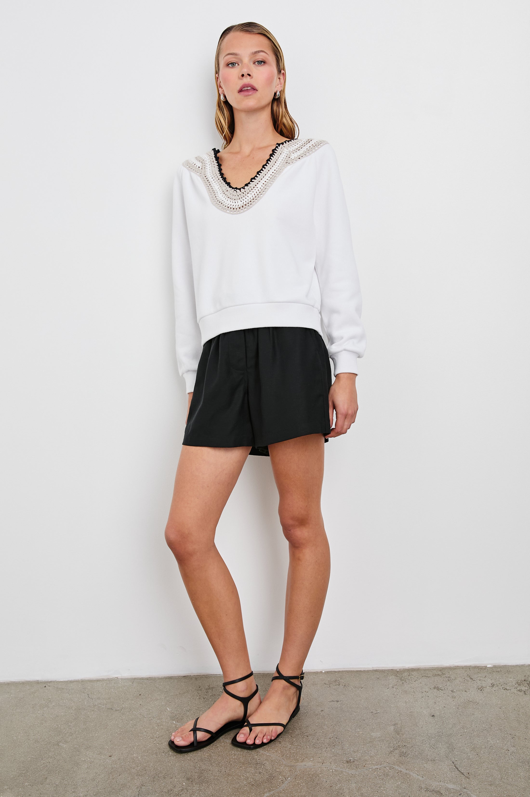 SAVA SWEATSHIRT - IVORY WITH CROCHET – Rails
