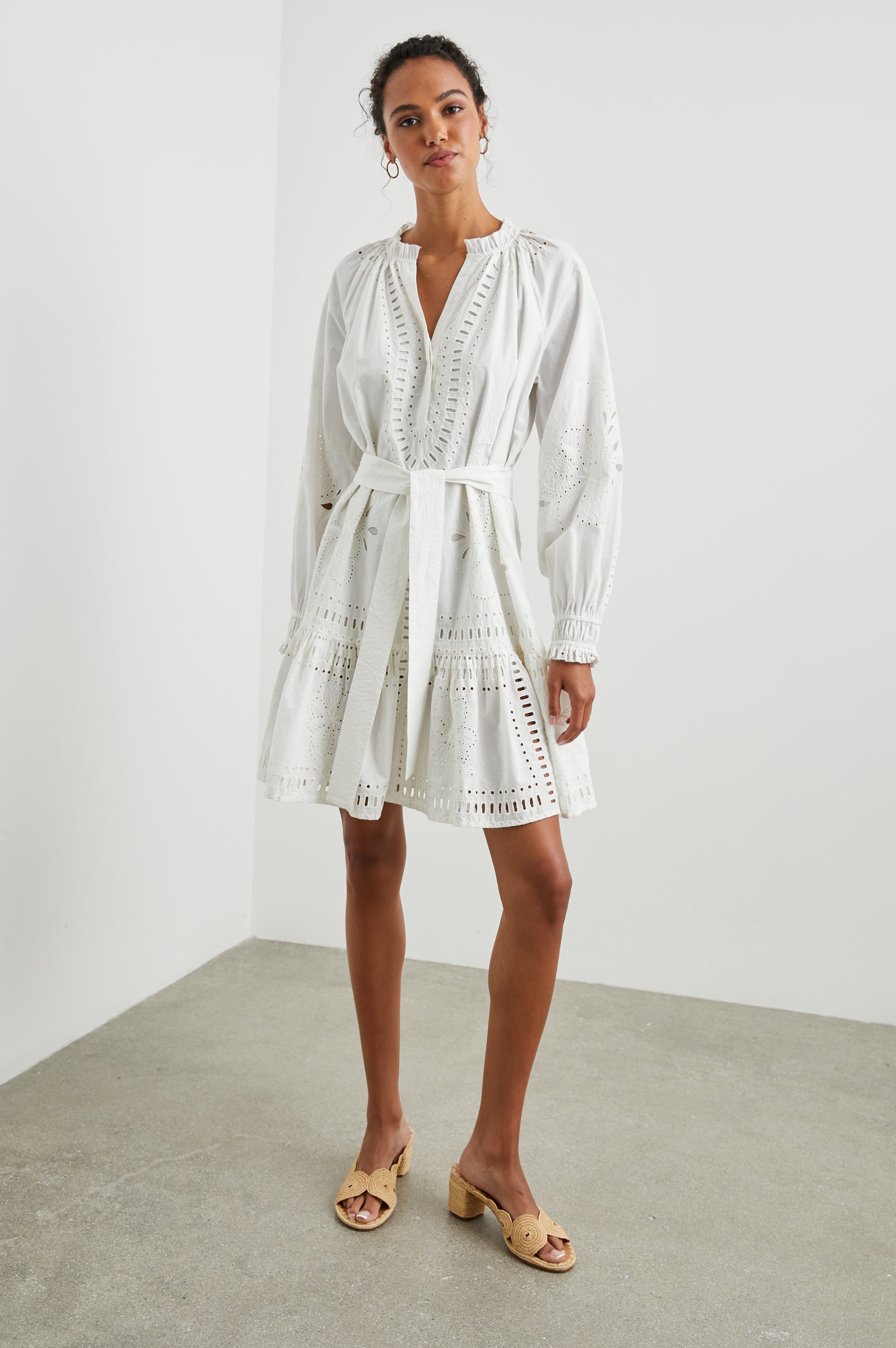 long sleeve wrap dress white Rails Women's Saylor Eyelet Dress - White