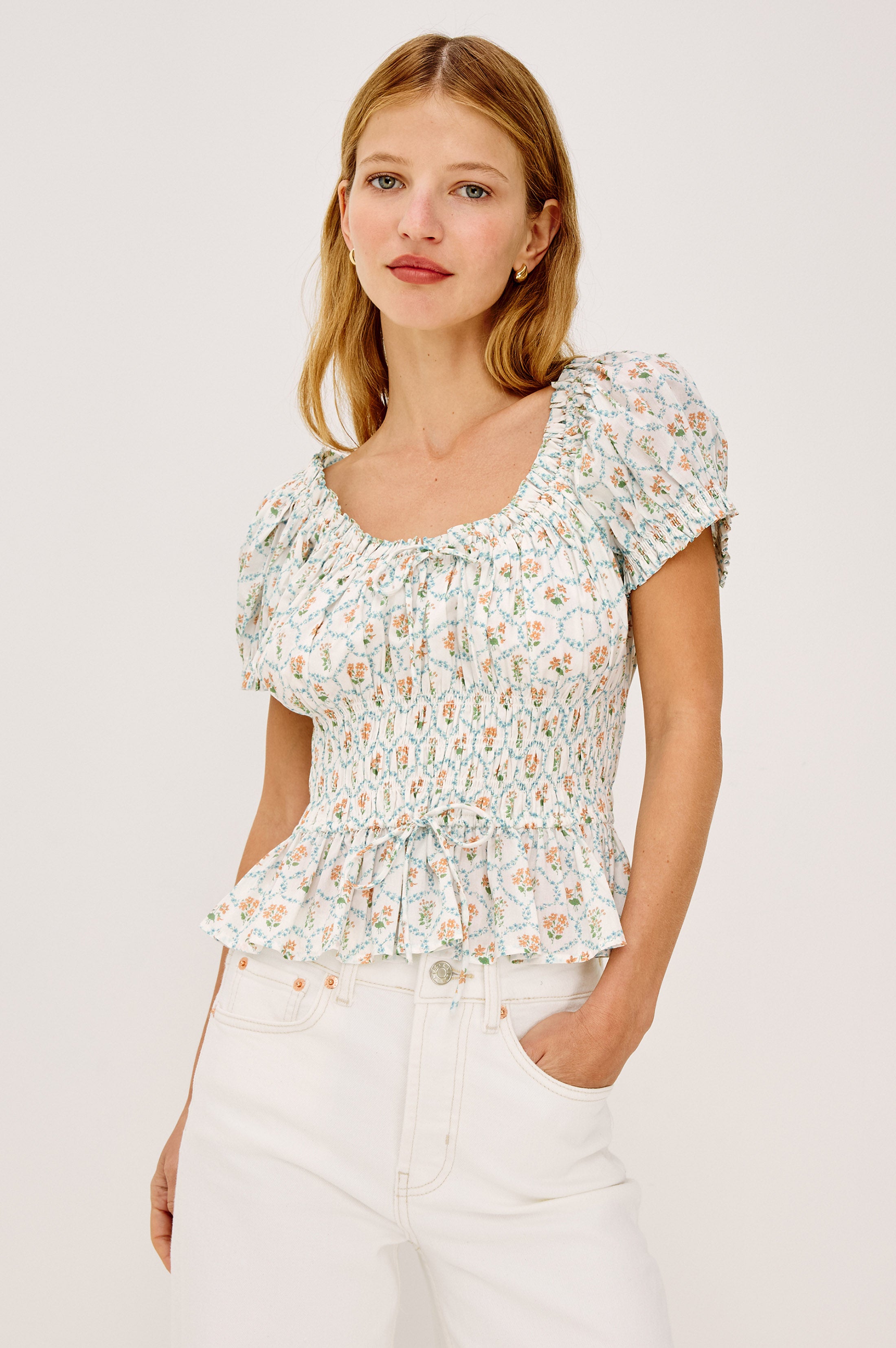 SERENA TOP - PEACH PEONY – Rails